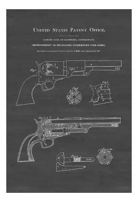 1850 Colt Revolver Patent - Patent Print, Wall Decor, Gun Art, Firearm Art, Colt Patent, Firearm Patent, Colt Firearm, Colt Revolver