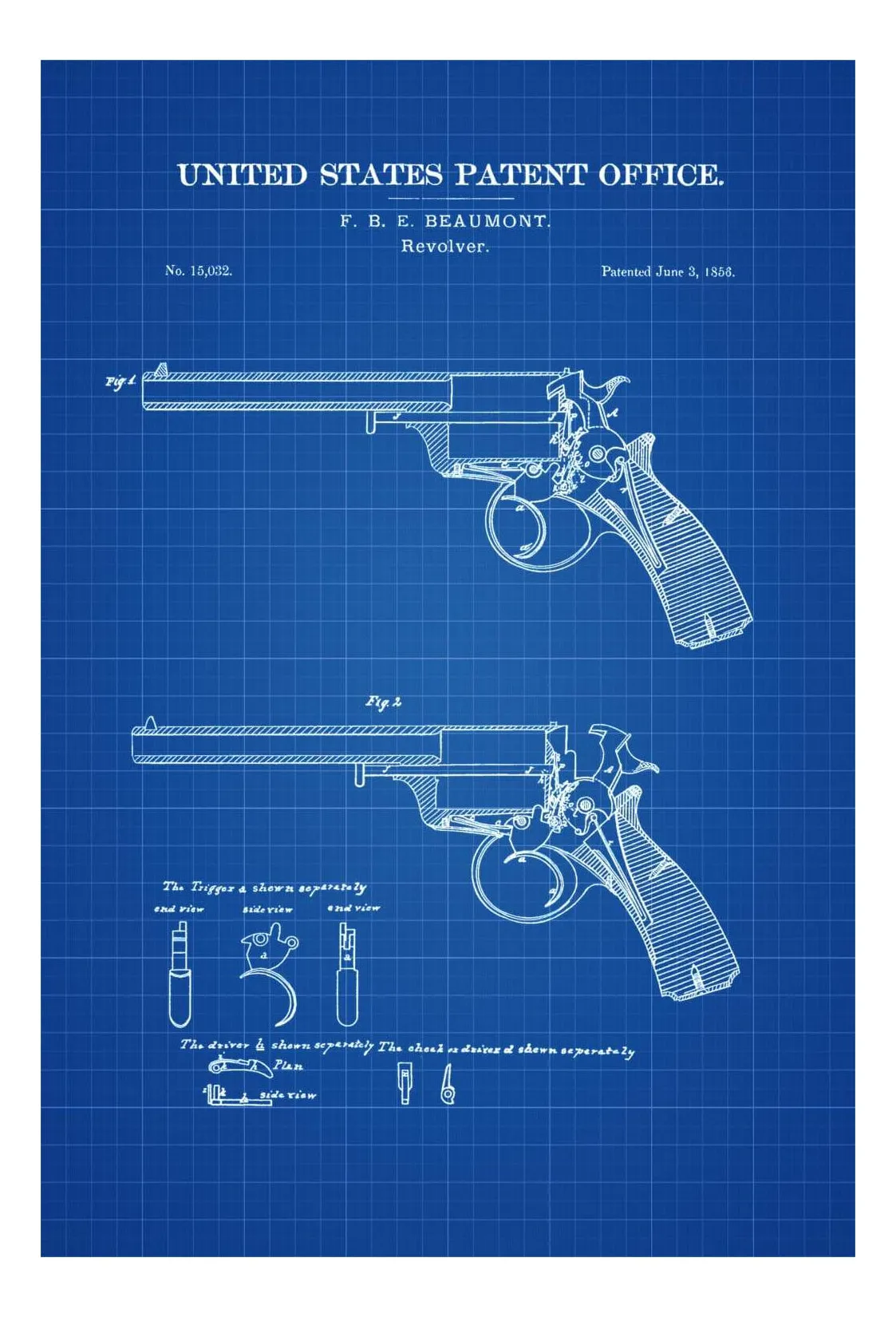 1856 Revolver Patent - Patent Print, Wall Decor, Gun Art, Firearm Art, Western Art, Gun Patent, Antique Gun, Antique Revolver