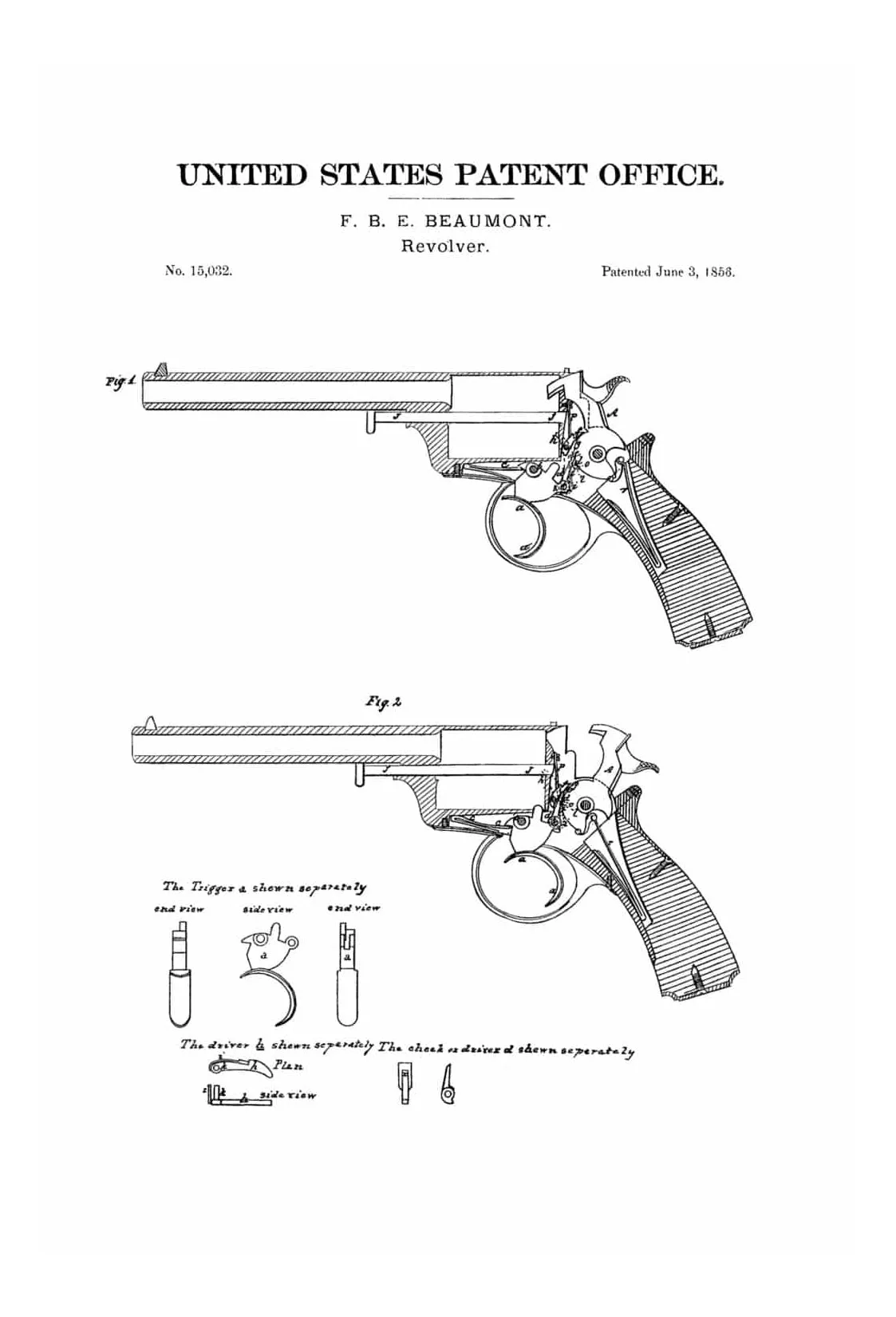 1856 Revolver Patent - Patent Print, Wall Decor, Gun Art, Firearm Art, Western Art, Gun Patent, Antique Gun, Antique Revolver