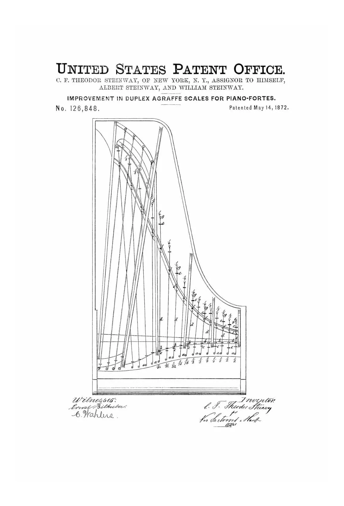 1872 Steinway Piano Forte Patent - Patent Print, Wall Decor, Music Poster, Musical Instrument Patent, Piano Patent, Steinway Patent