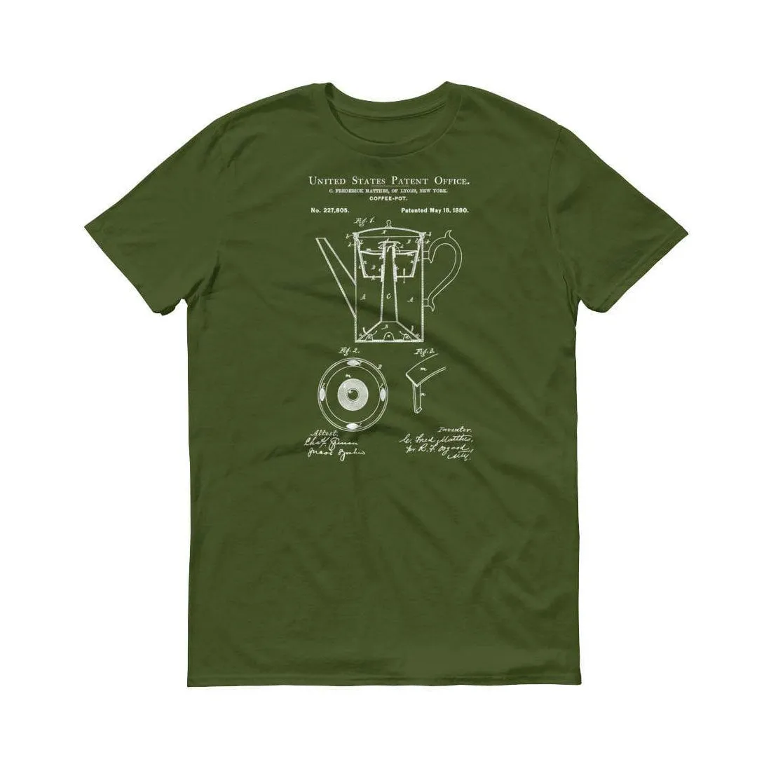 1880 Coffee Pot Patent T-Shirt - Old Patent T-shirt, Coffee Pot T-Shirt, Coffee T-shirt, Coffee Lover Gift, Coffee Art, Patent Shirt