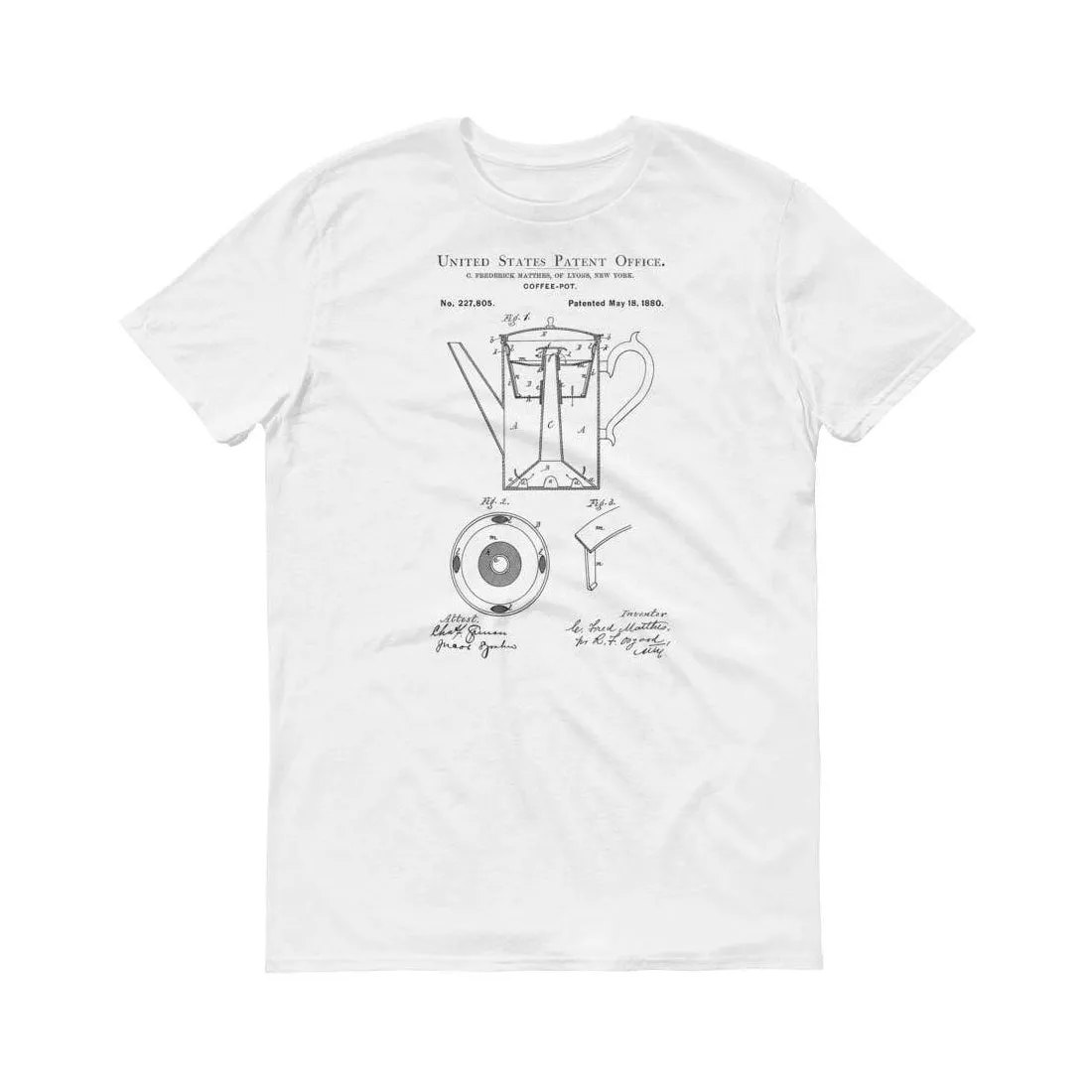1880 Coffee Pot Patent T-Shirt - Old Patent T-shirt, Coffee Pot T-Shirt, Coffee T-shirt, Coffee Lover Gift, Coffee Art, Patent Shirt
