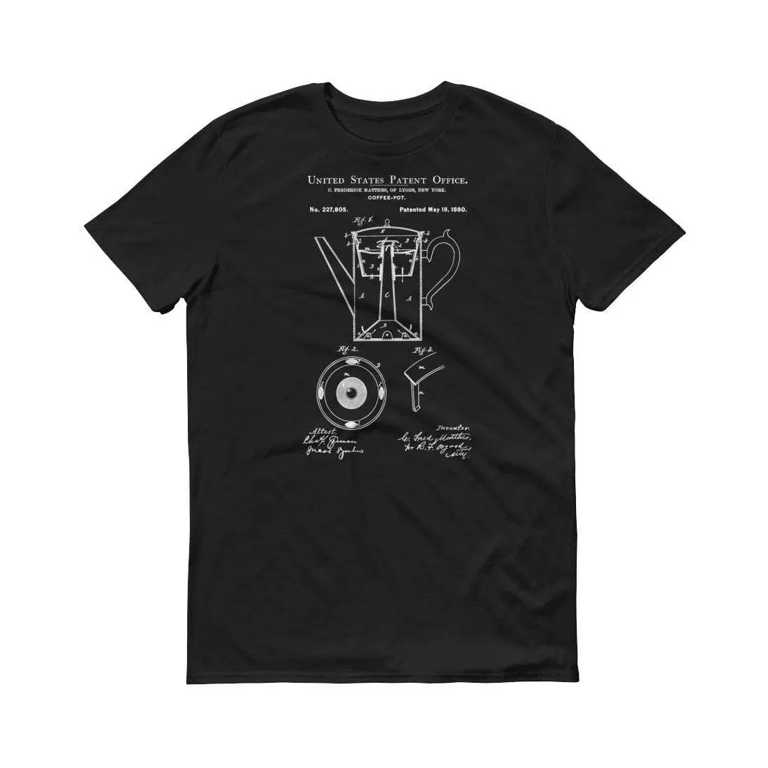 1880 Coffee Pot Patent T-Shirt - Old Patent T-shirt, Coffee Pot T-Shirt, Coffee T-shirt, Coffee Lover Gift, Coffee Art, Patent Shirt