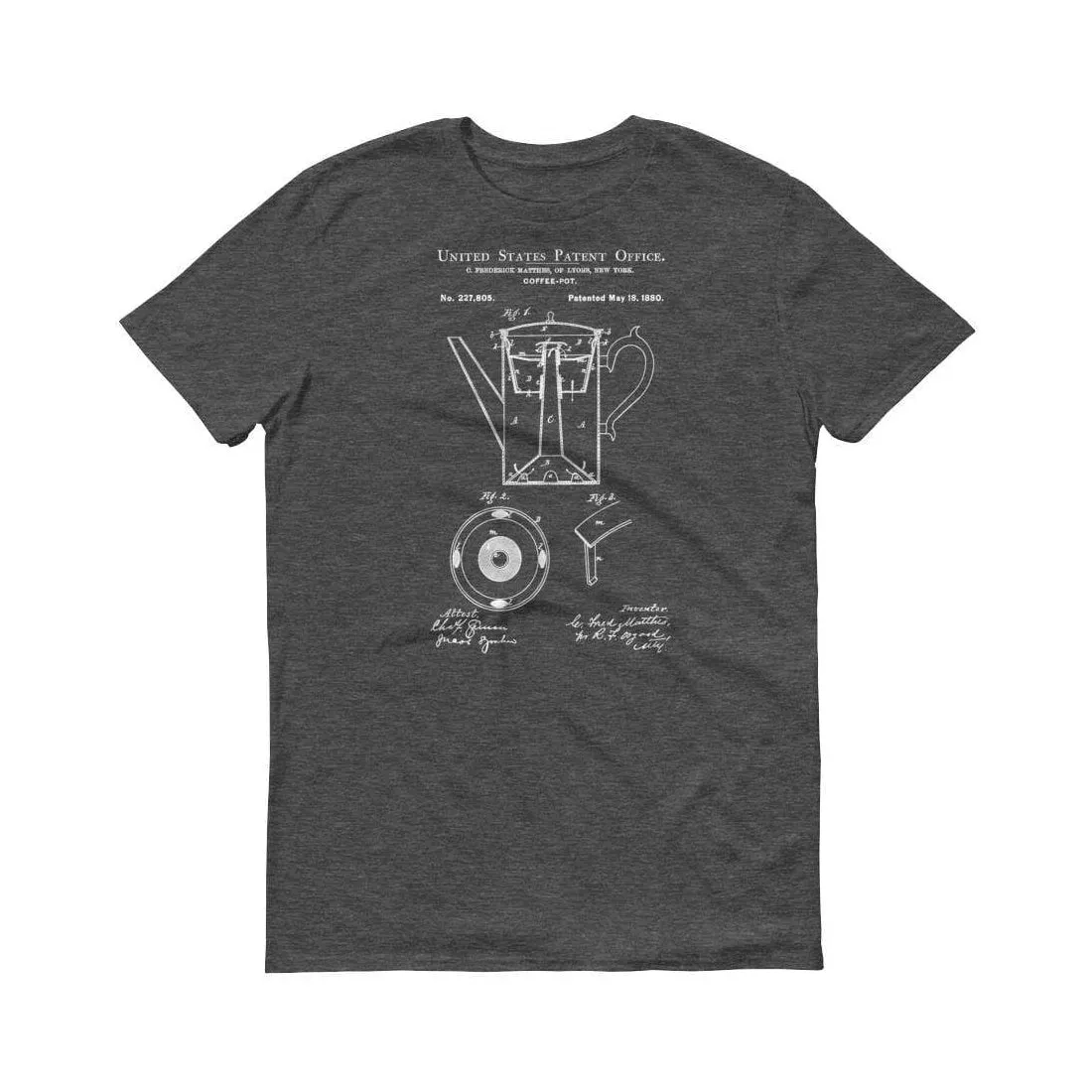 1880 Coffee Pot Patent T-Shirt - Old Patent T-shirt, Coffee Pot T-Shirt, Coffee T-shirt, Coffee Lover Gift, Coffee Art, Patent Shirt