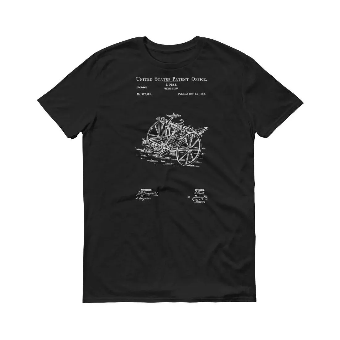 1882 Wheel Plow Patent T-Shirt - Patent Shirt, Vintage Equipment, Antique Gardening Tools, Patent Shirt, Gardening T-Shirt, Plow Patent