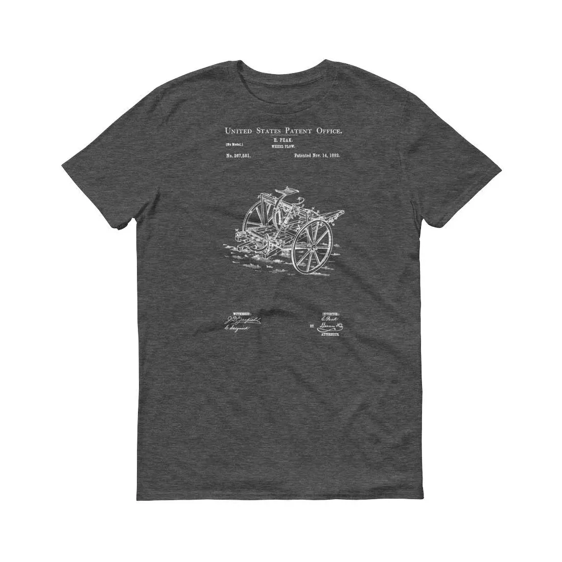 1882 Wheel Plow Patent T-Shirt - Patent Shirt, Vintage Equipment, Antique Gardening Tools, Patent Shirt, Gardening T-Shirt, Plow Patent