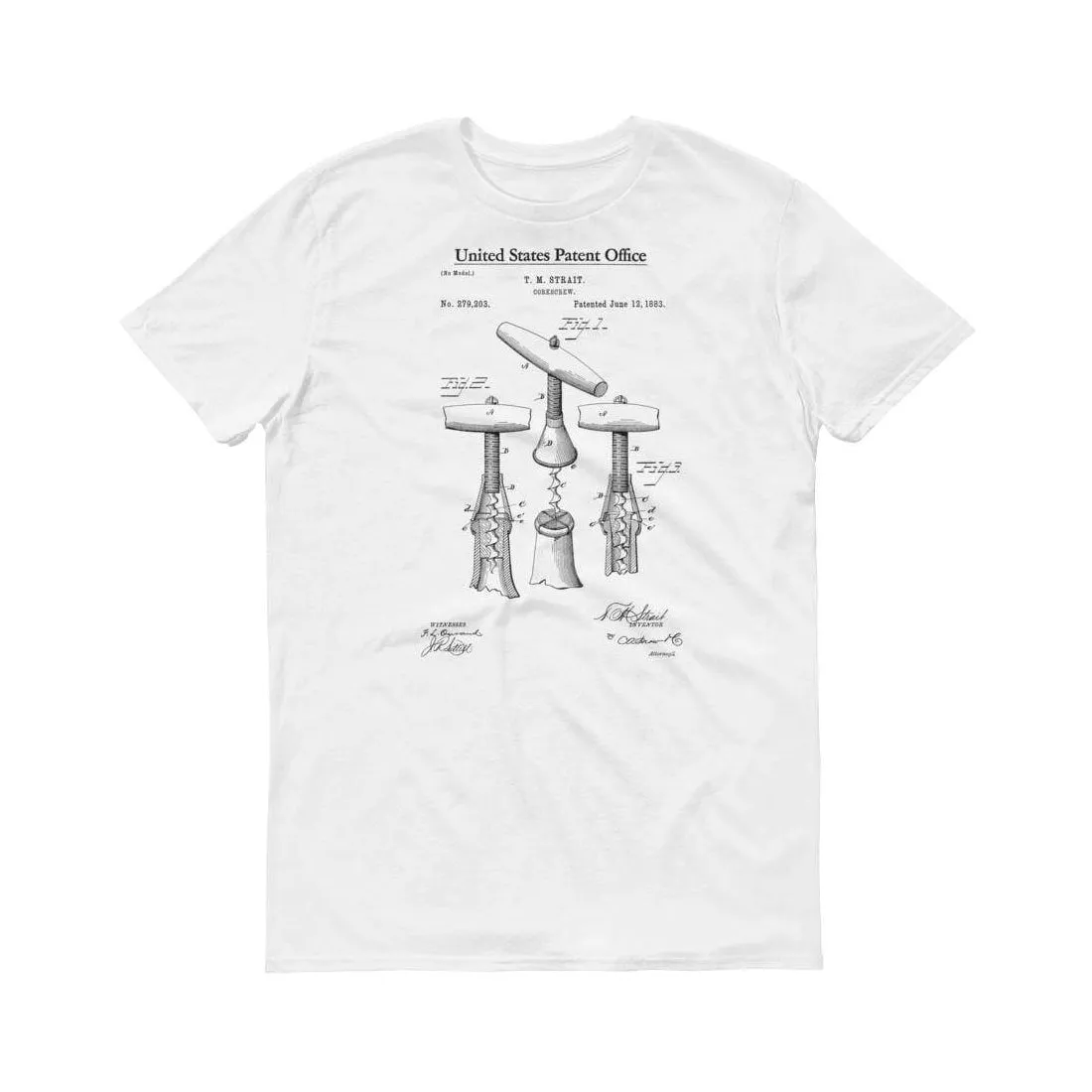 1883 Corkscrew Patent T-Shirt - Old Patent Shirt, Corkscrew T-Shirt, Drinking T-Shirt, Bartender Gift, Bar T-Shirt, Bartender Shirt