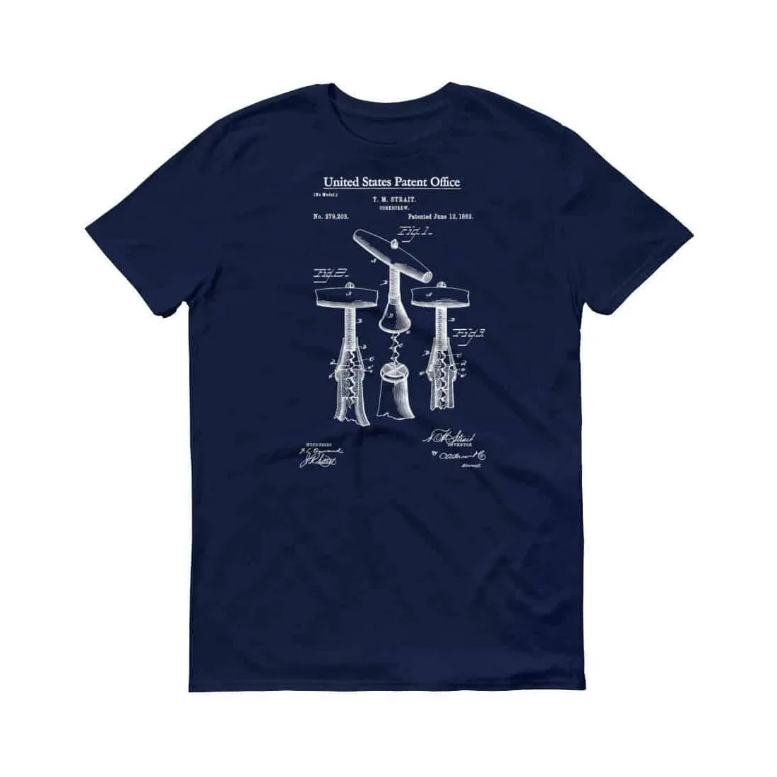 1883 Corkscrew Patent T-Shirt - Old Patent Shirt, Corkscrew T-Shirt, Drinking T-Shirt, Bartender Gift, Bar T-Shirt, Bartender Shirt
