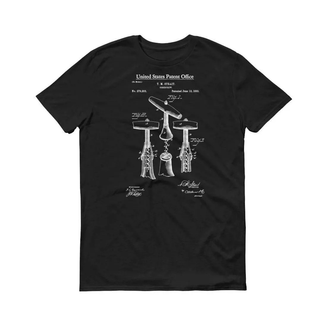 1883 Corkscrew Patent T-Shirt - Old Patent Shirt, Corkscrew T-Shirt, Drinking T-Shirt, Bartender Gift, Bar T-Shirt, Bartender Shirt