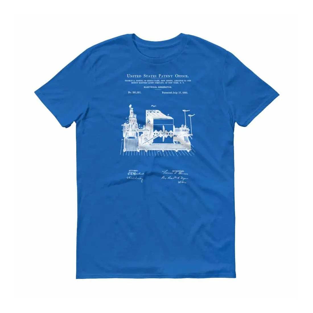 1883 Edison Electric Generator Patent T-Shirt - Edison T-Shirt, Edison Patent, Patent shirt, Old Patent T-shirt, Electric Generator T-Shirt