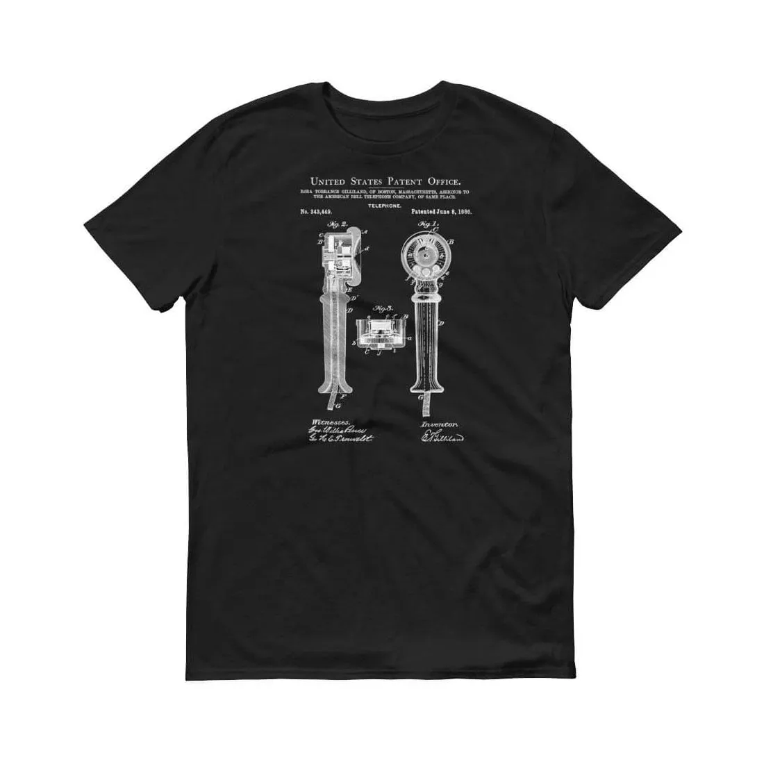 1886 Telephone Patent T Shirt - Patent Shirt, Steampunk T-Shirt, Geek t-shirt, Phone Patent, Telephone T-Shirt, Vintage Telephone, Old Phone
