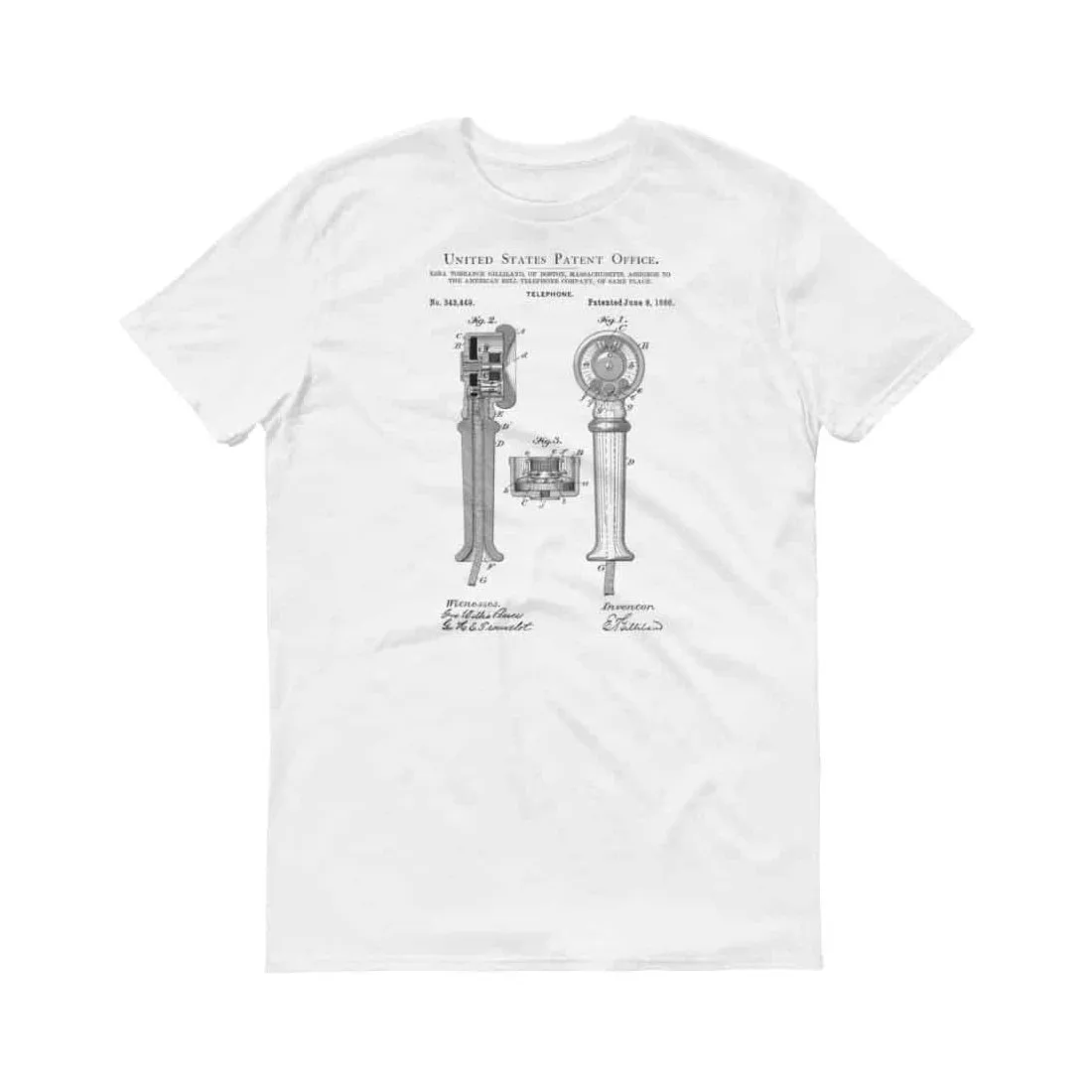 1886 Telephone Patent T Shirt - Patent Shirt, Steampunk T-Shirt, Geek t-shirt, Phone Patent, Telephone T-Shirt, Vintage Telephone, Old Phone