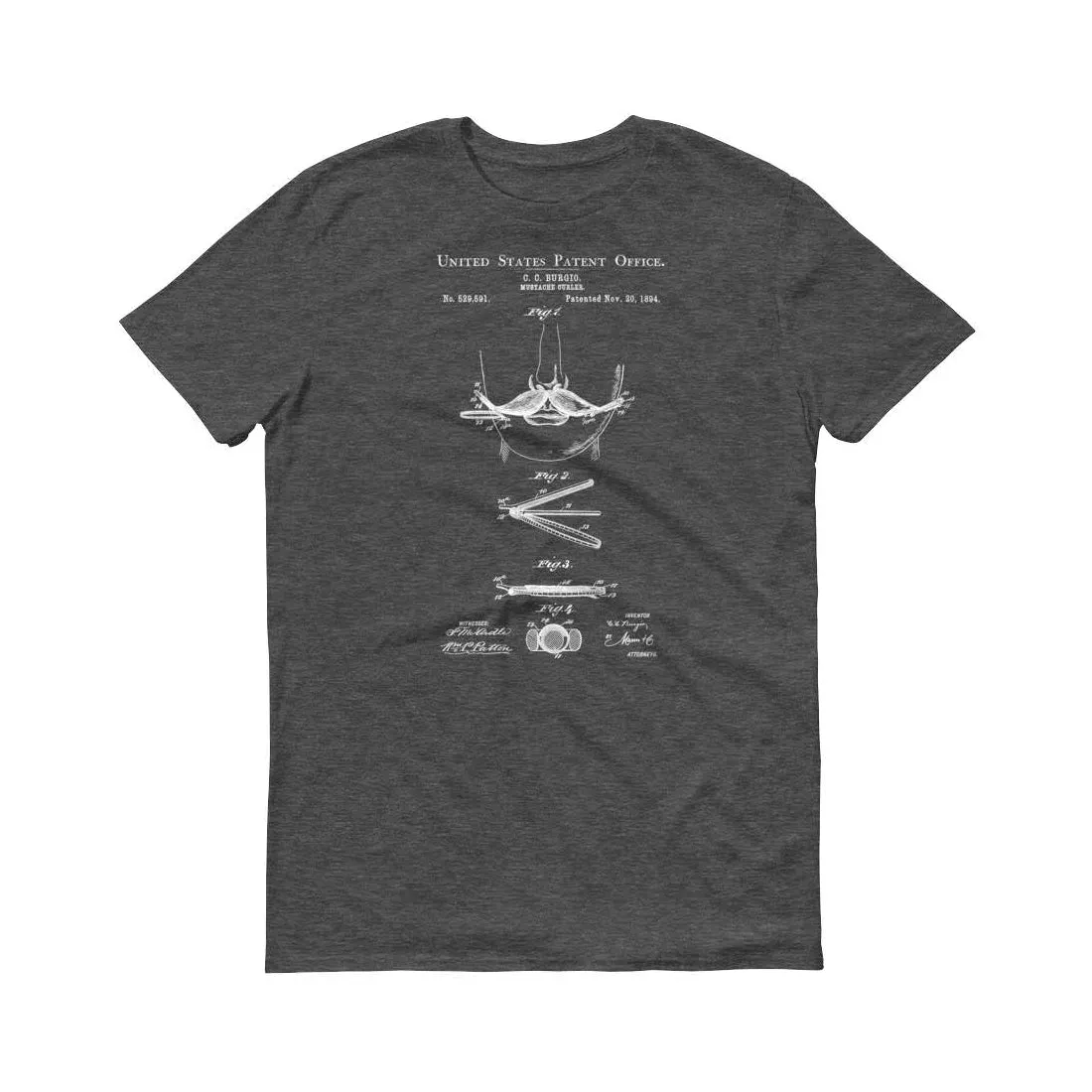 1894 Mustache Curler Patent T-Shirt - Barber T-shirt, Barber Gift, Patent t-shirt, Old Patent T-shirt, Hair Stylist Gift, Mustache T-Shirt