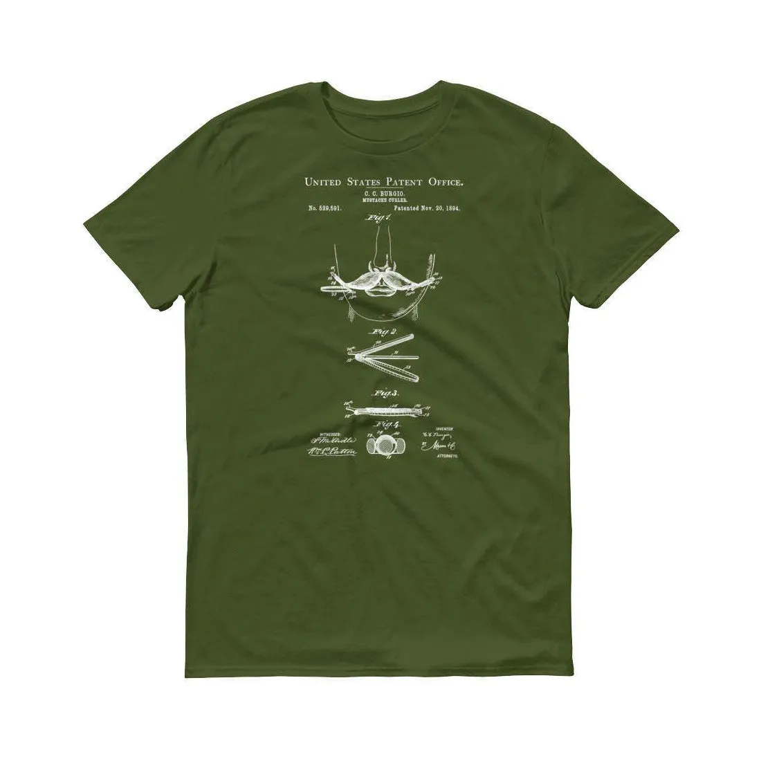 1894 Mustache Curler Patent T-Shirt - Barber T-shirt, Barber Gift, Patent t-shirt, Old Patent T-shirt, Hair Stylist Gift, Mustache T-Shirt