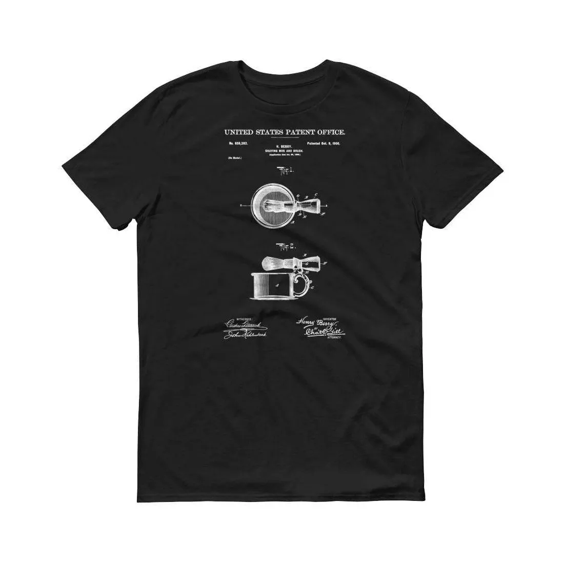 1900 Shaving Mug and Brush Patent T-Shirt -  Barber T-shirt, Barber Gift, Patent Shirt, Old Patent Shirt, Hair Stylist Gift, Shaving Patent