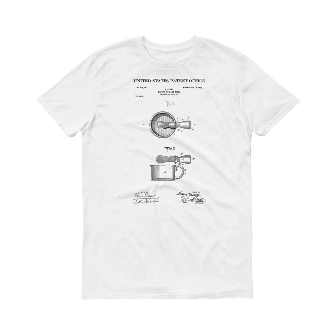 1900 Shaving Mug and Brush Patent T-Shirt -  Barber T-shirt, Barber Gift, Patent Shirt, Old Patent Shirt, Hair Stylist Gift, Shaving Patent