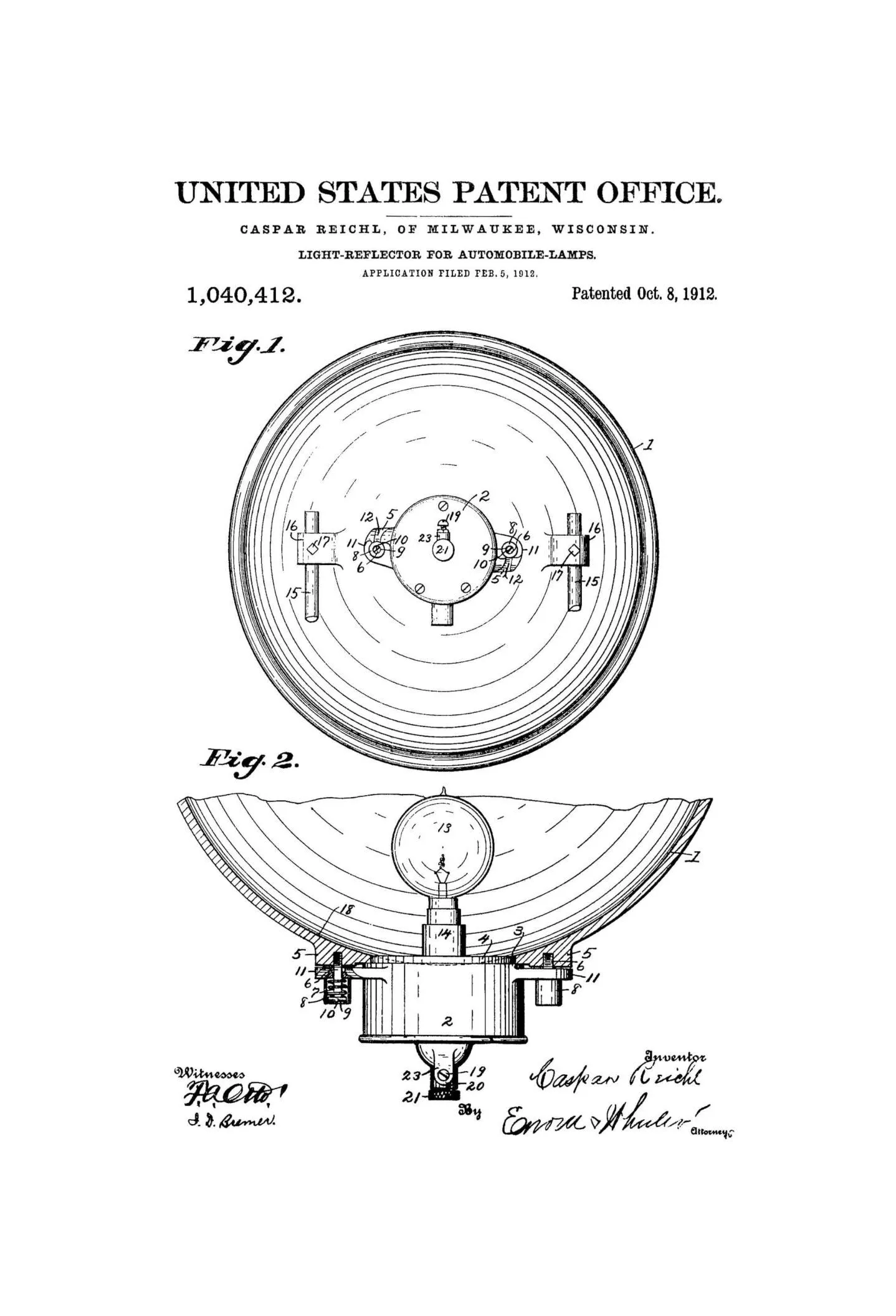 1912 Automobile Headlight Patent - Patent Print, Wall Decor, Automobile Decor, Automobile Art, Car Patent, Auto Patent, Head Light Blueprint