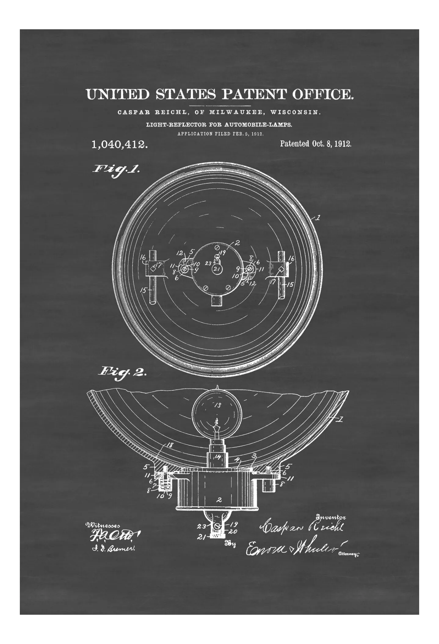 1912 Automobile Headlight Patent - Patent Print, Wall Decor, Automobile Decor, Automobile Art, Car Patent, Auto Patent, Head Light Blueprint