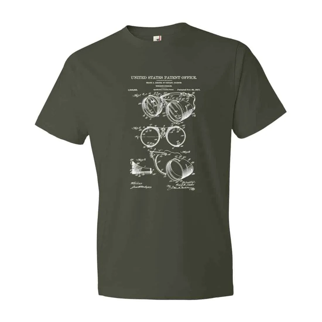 1917 Welding Goggles Patent T-Shirt - Patent Shirt, Vintage Tools, Old Patent T-shirt, Goggles T-Shirt, Steampunk T-Shirt