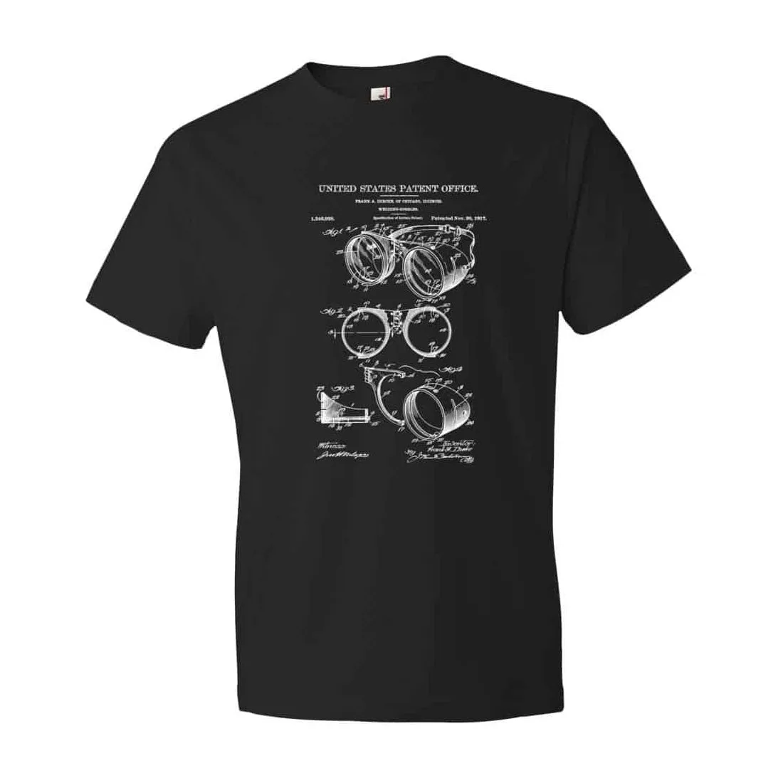 1917 Welding Goggles Patent T-Shirt - Patent Shirt, Vintage Tools, Old Patent T-shirt, Goggles T-Shirt, Steampunk T-Shirt