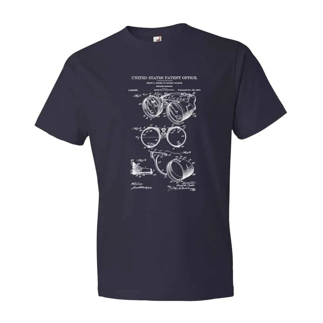 1917 Welding Goggles Patent T-Shirt - Patent Shirt, Vintage Tools, Old Patent T-shirt, Goggles T-Shirt, Steampunk T-Shirt