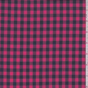4 YD PC-Coral Red/Black Check Cotton Shirting Fabric