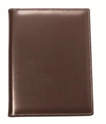 6601 Genuine Real Leather A5 Folder - Black / Brown