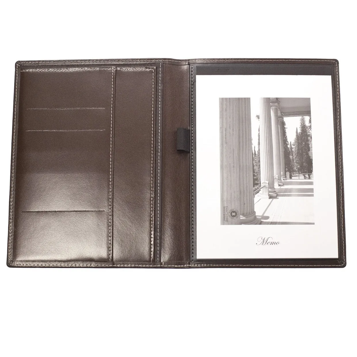 6601 Genuine Real Leather A5 Folder - Black / Brown