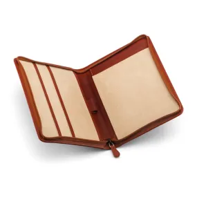 A5 Zip Around Leather Folder - Light Tan