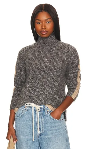 Autumn Cashmere Tipped Mock Neck Sweater in Grey