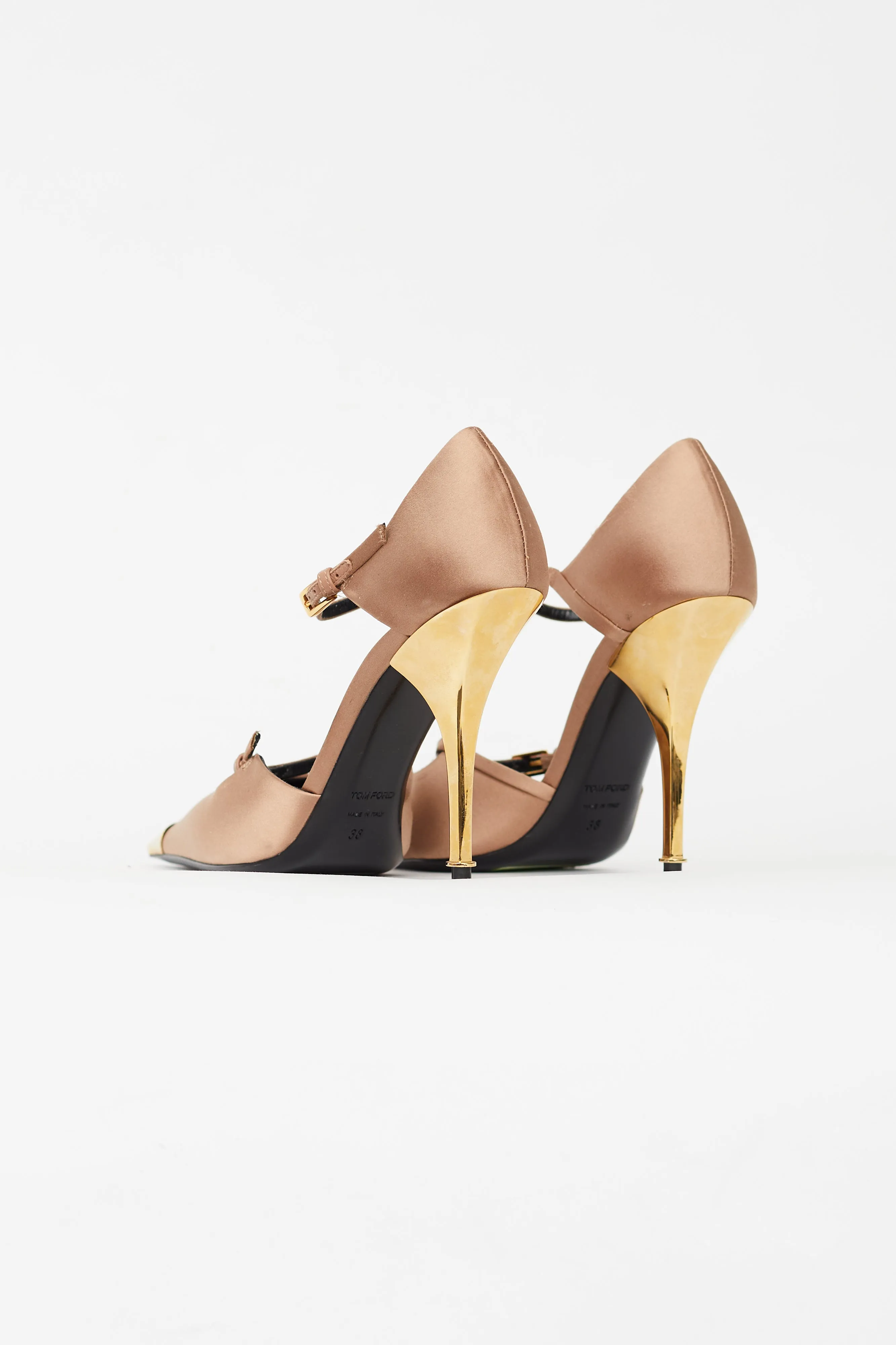 Beige & Gold Satin Pump