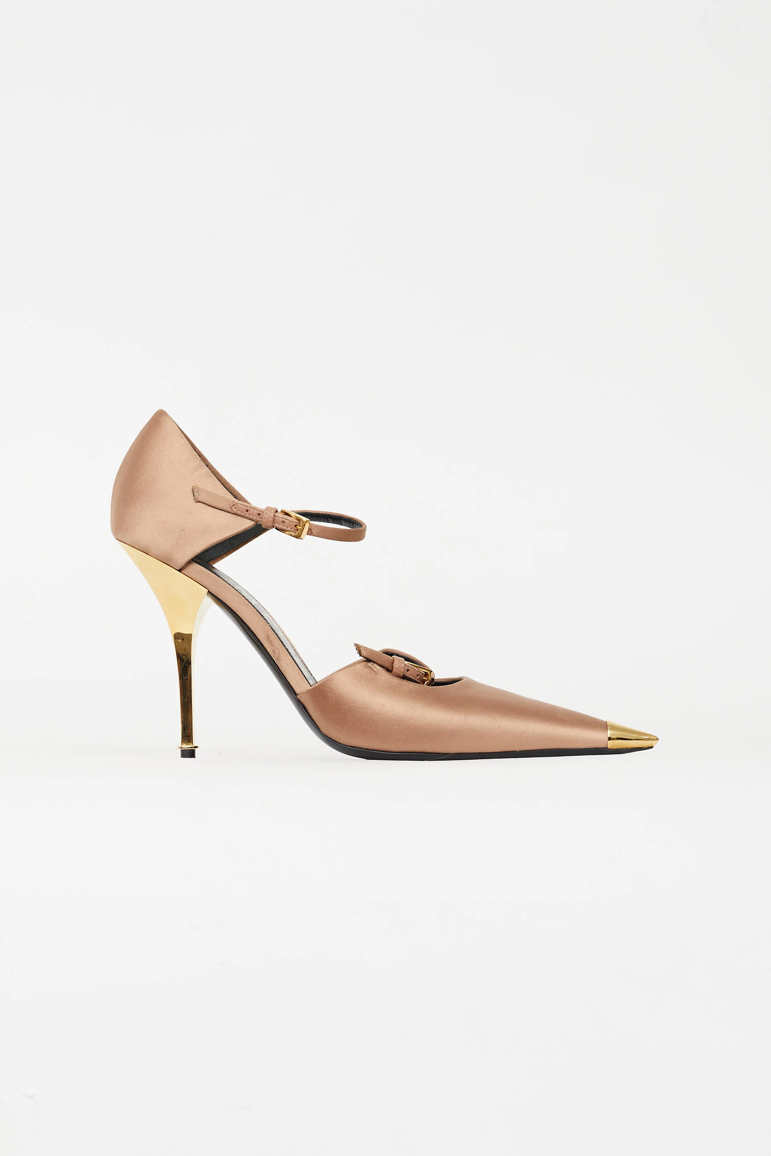 Beige & Gold Satin Pump