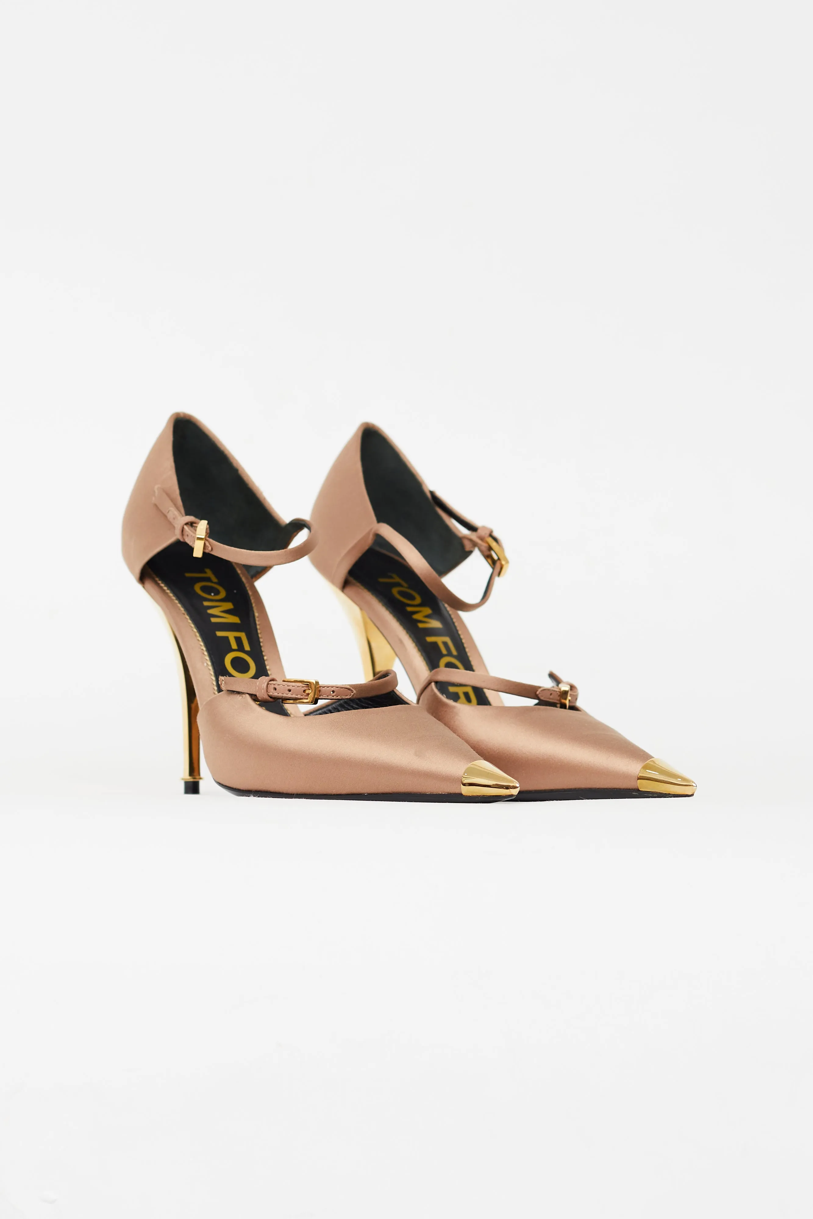 Beige & Gold Satin Pump