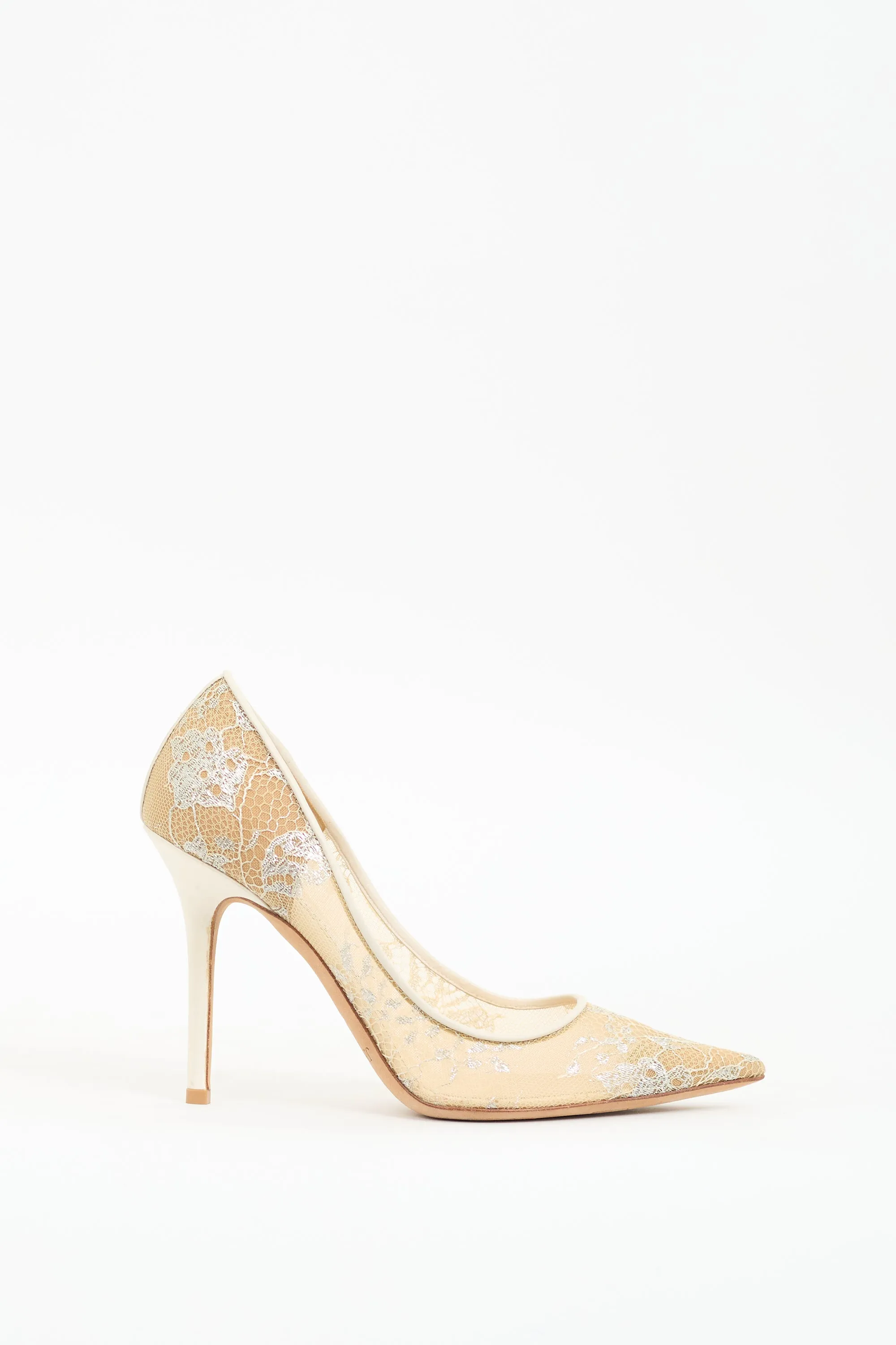 Beige & Silver Lace Romy Pump