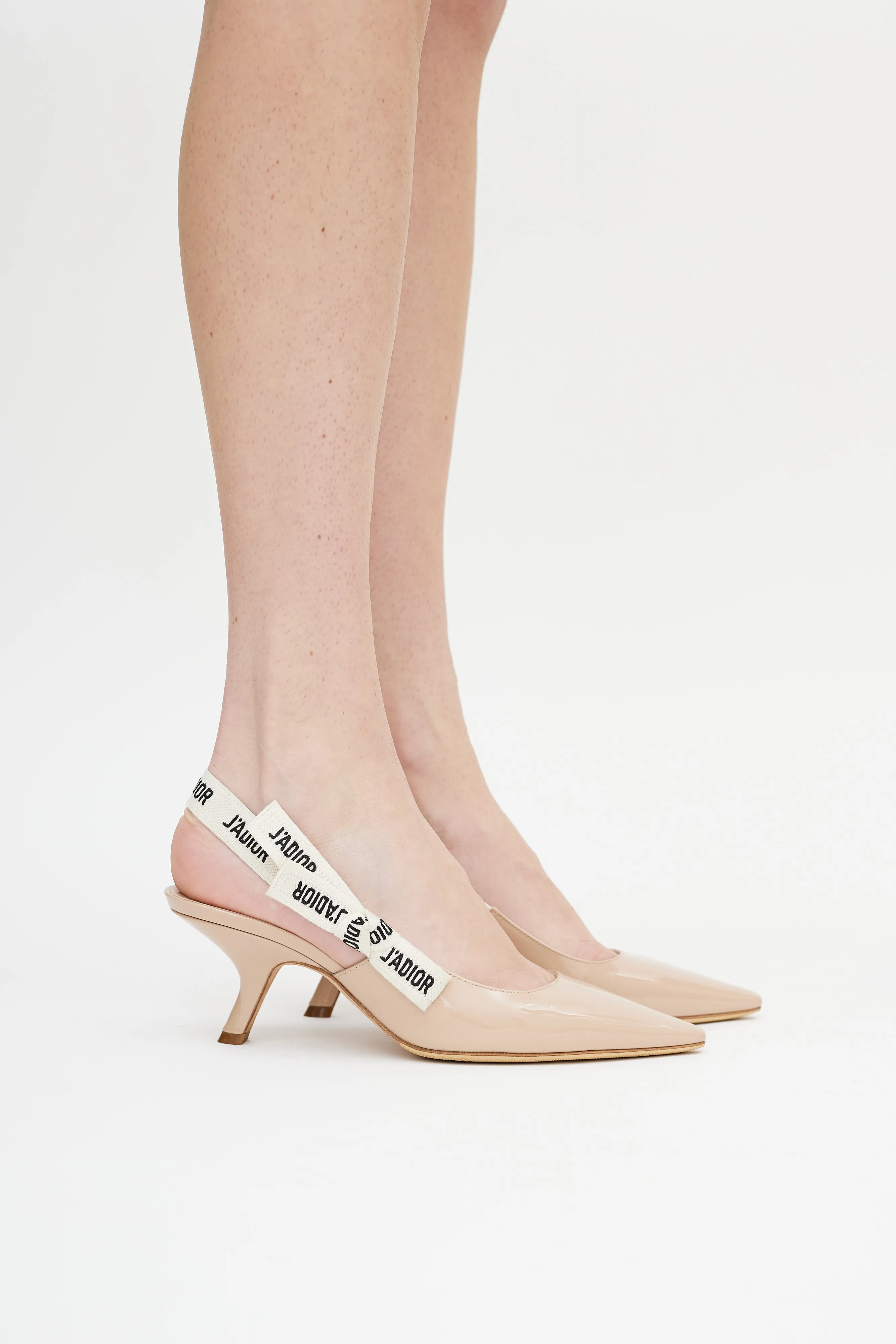 Beige Patent J'Adior Slingback Pump