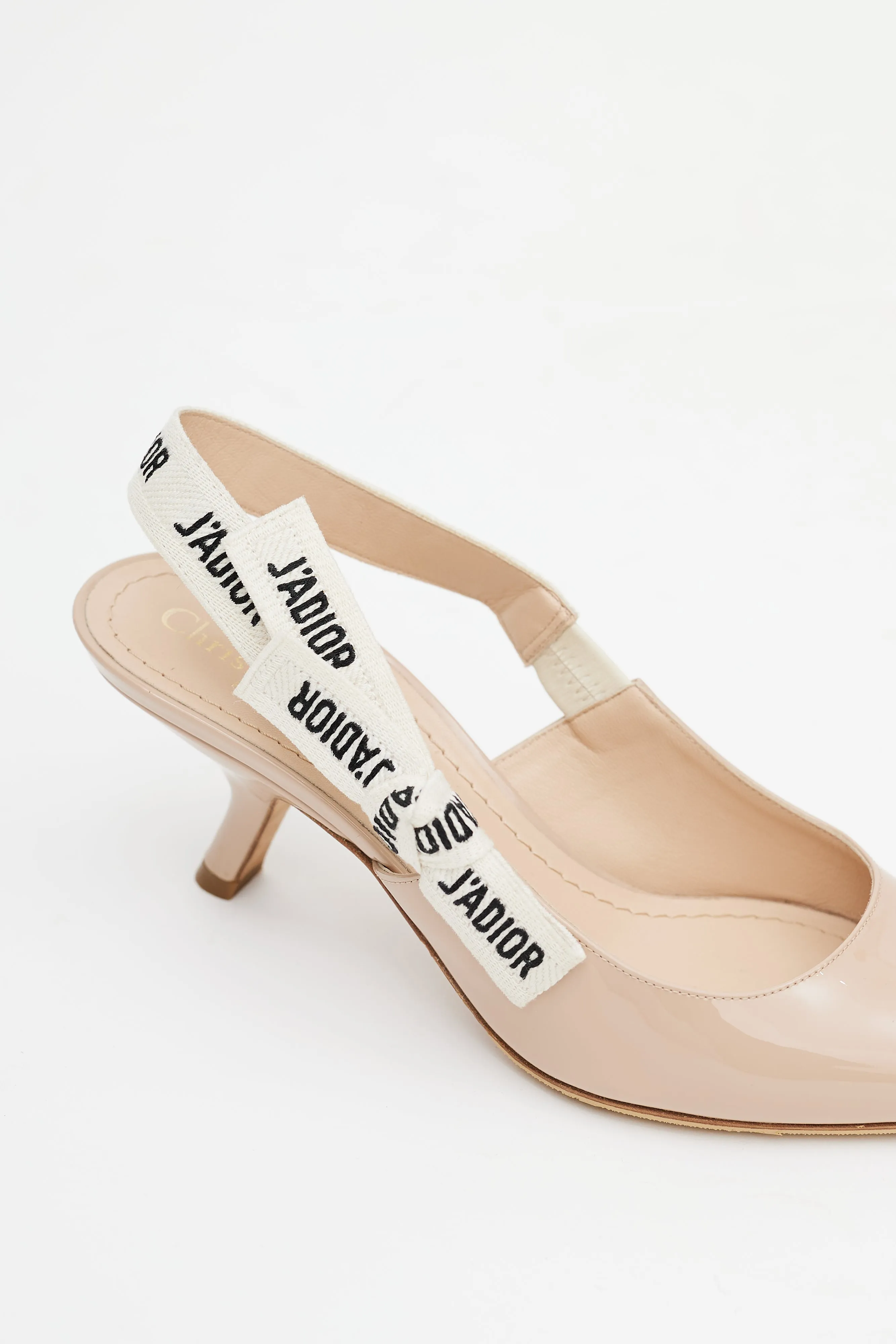 Beige Patent J'Adior Slingback Pump