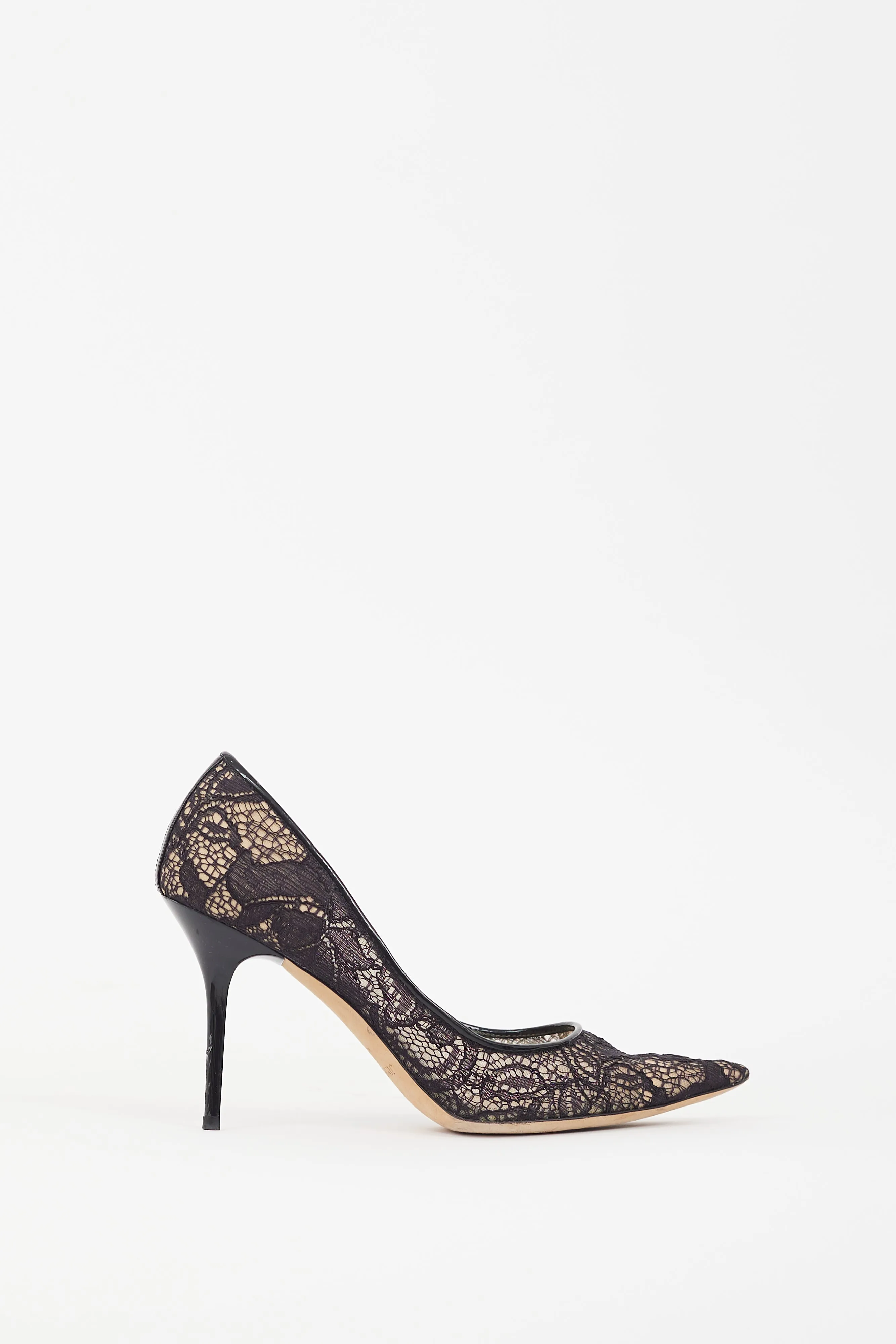 Black & Beige Lace Love Pump