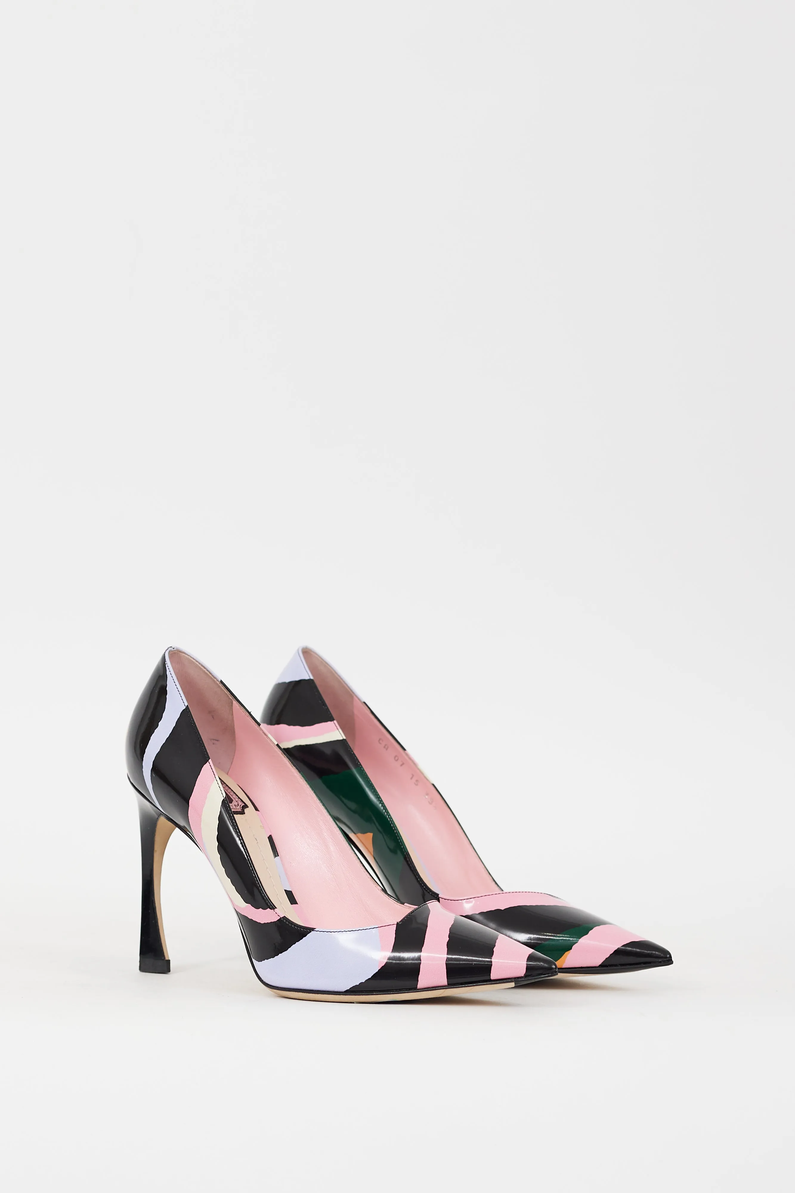 Black & Multicolour Printed Songe Pump