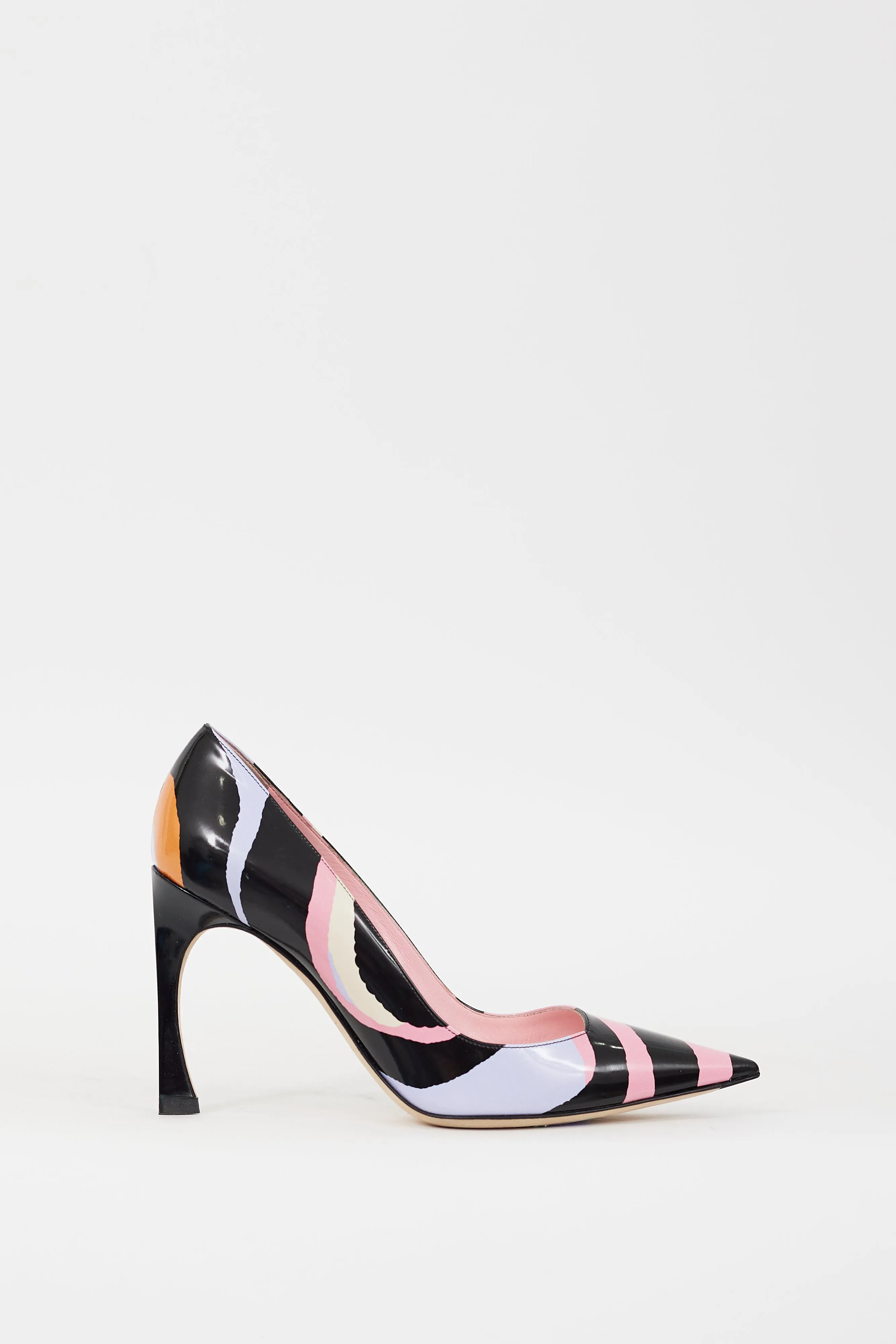 Black & Multicolour Printed Songe Pump