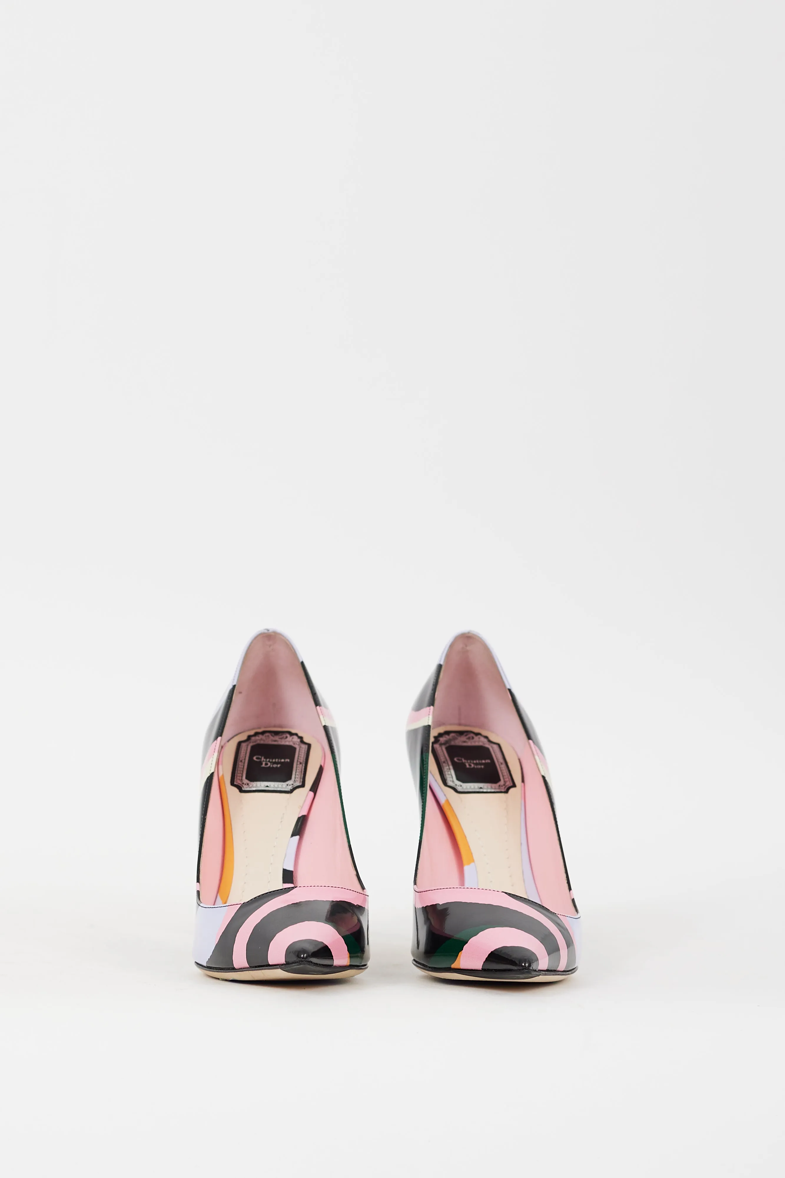 Black & Multicolour Printed Songe Pump