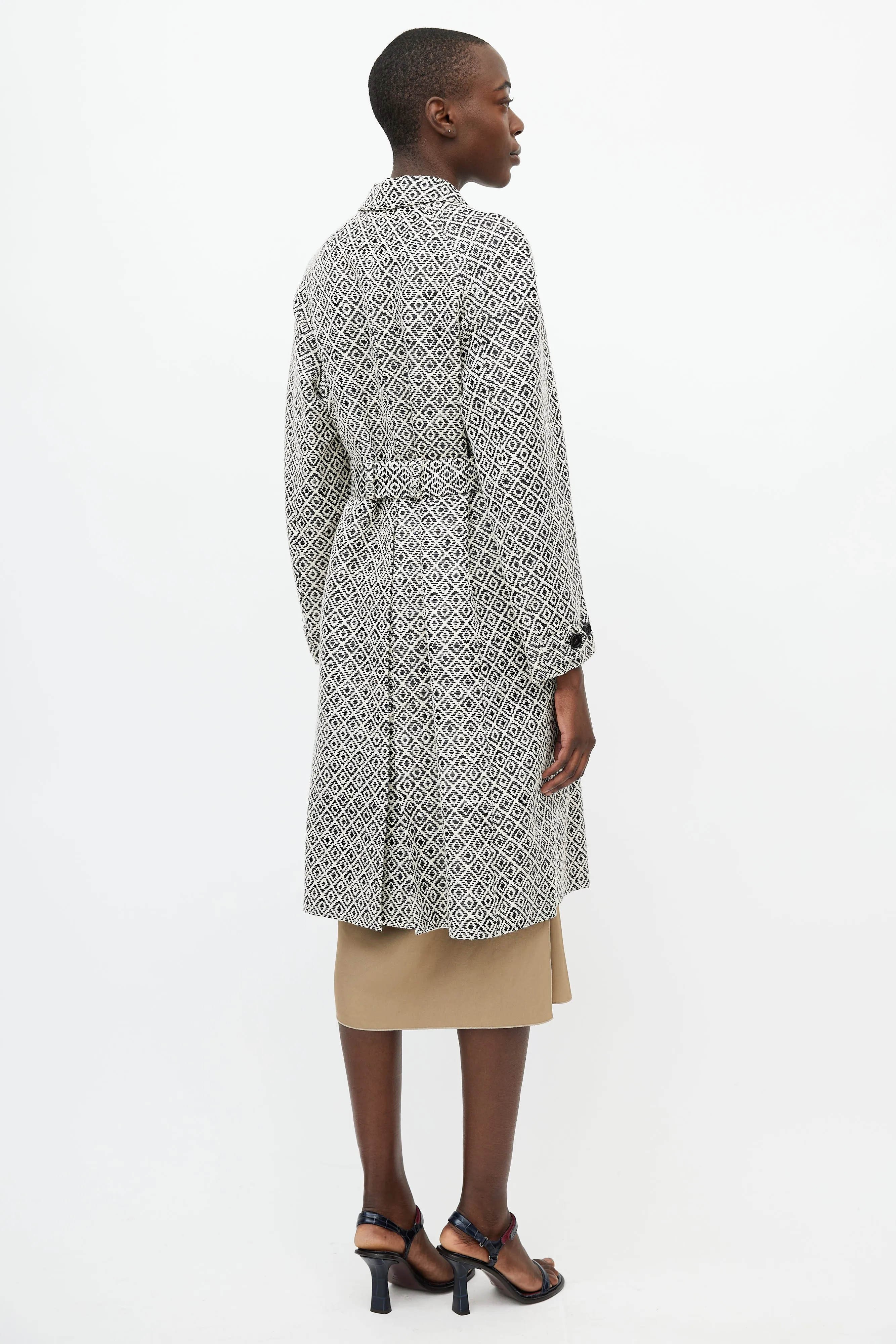 Black & White Geometric Print Coat