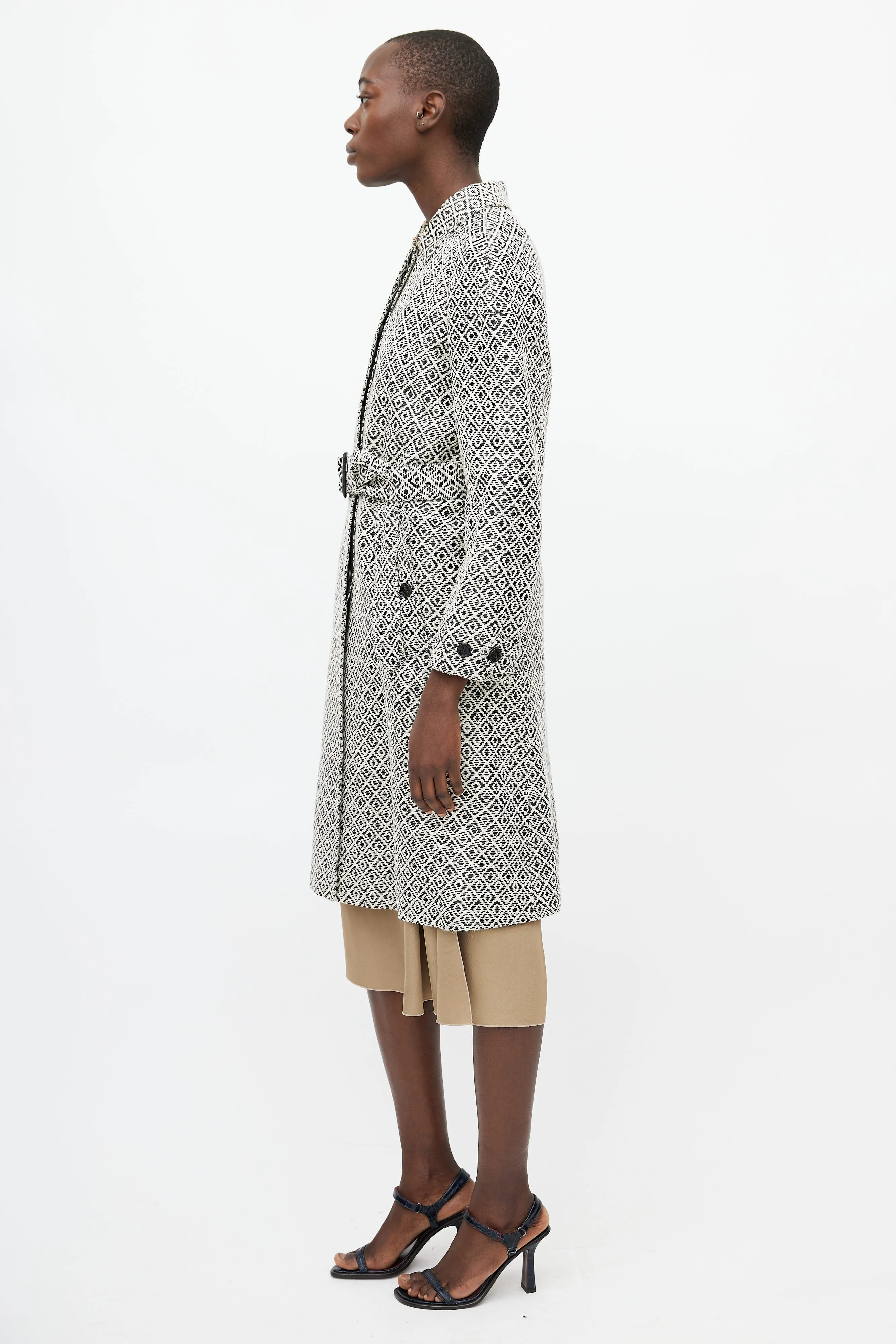 Black & White Geometric Print Coat