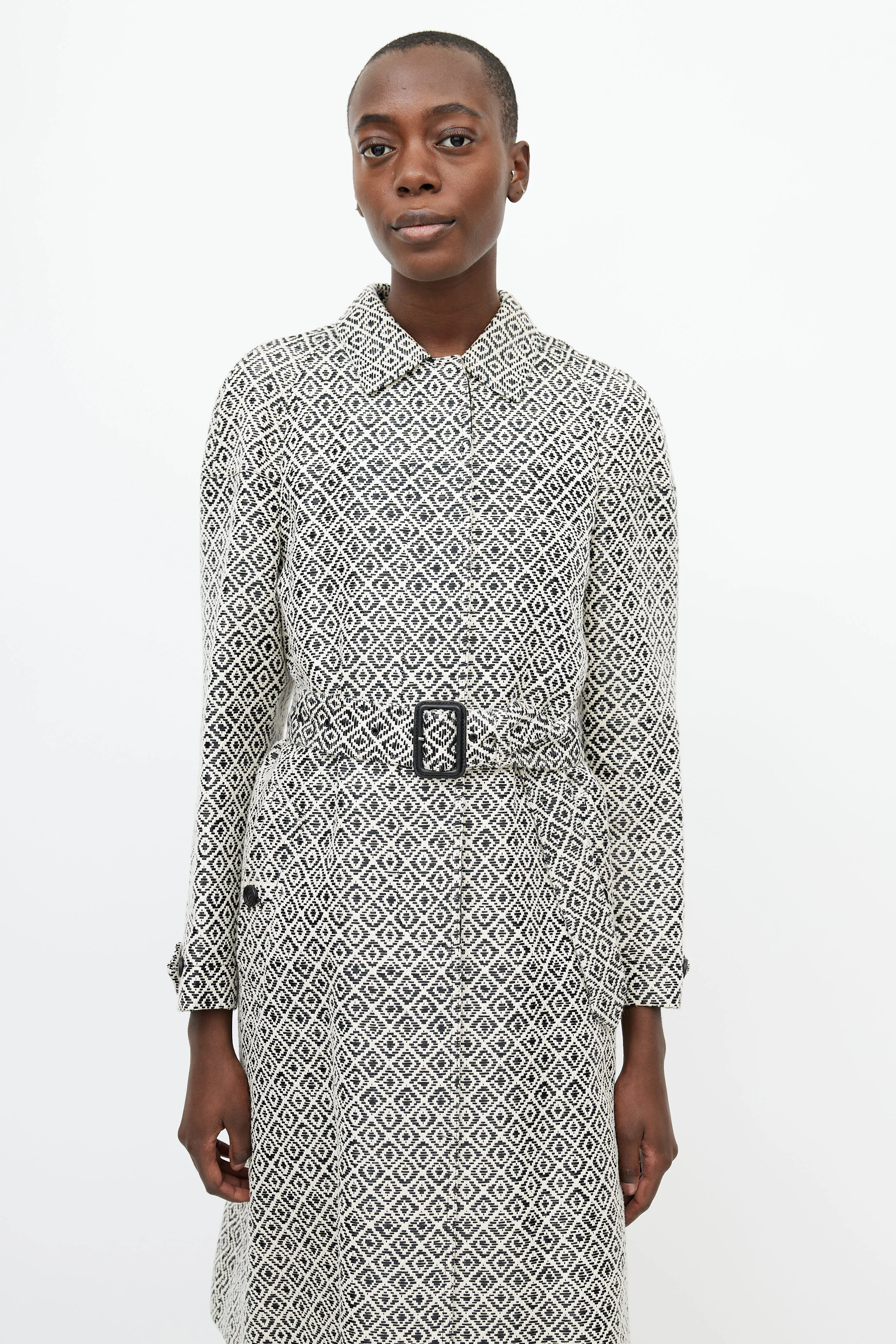 Black & White Geometric Print Coat