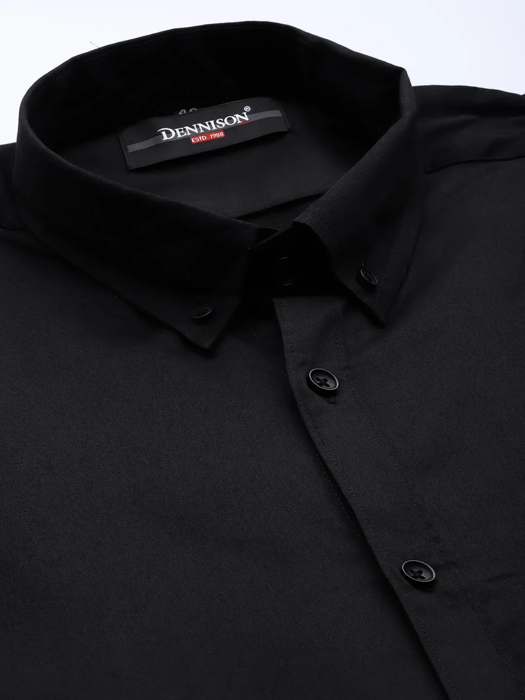 Black: Smart Slim Fit Opaque Formal Shirt