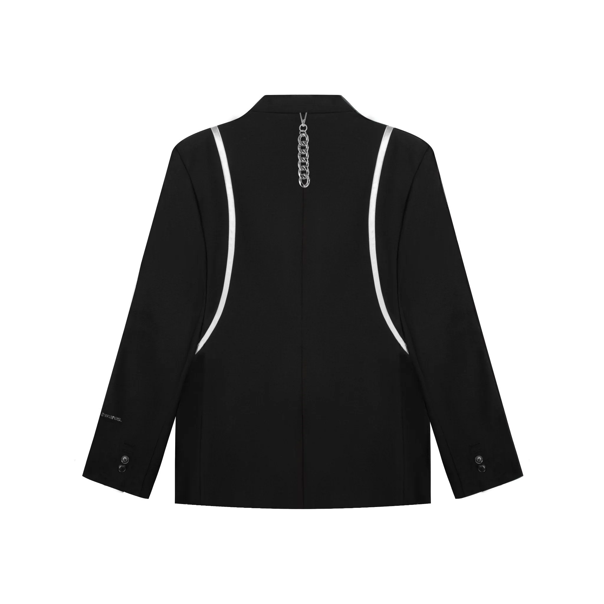 Black Structured Line Spliced Double-Breasted Suit