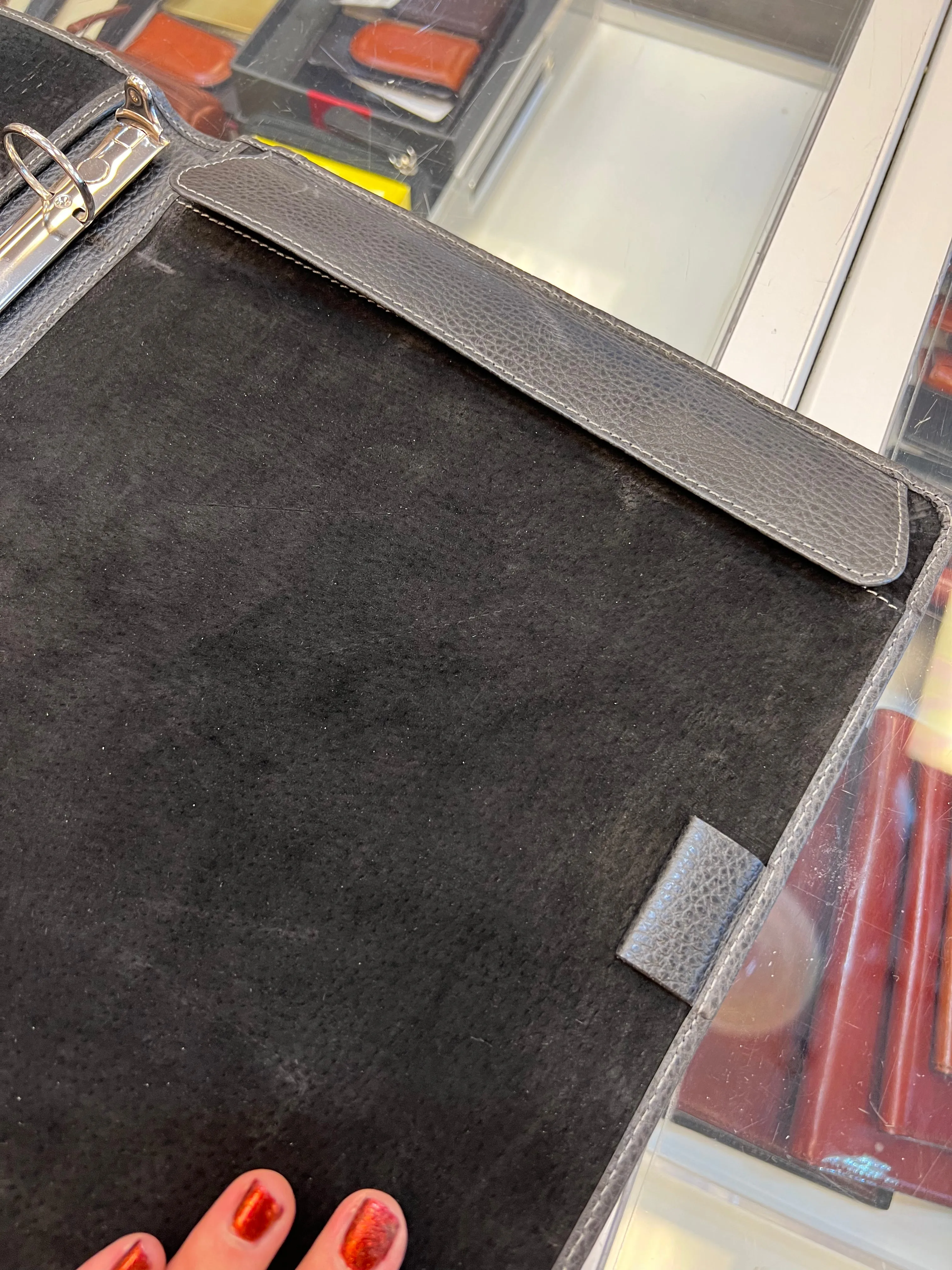 Classico Leather Zippered 3 Ringed Padfolio- $60