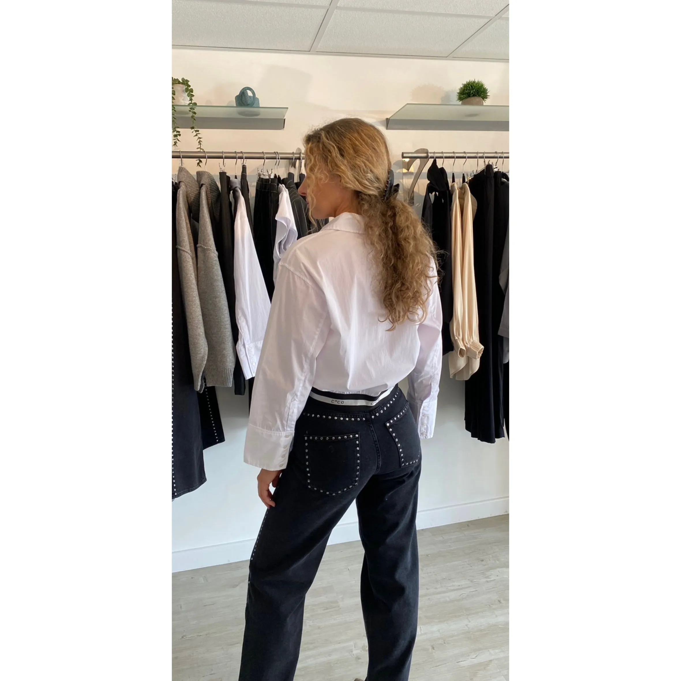 Co Couture Cotton Crisp Crop Logo Shirt