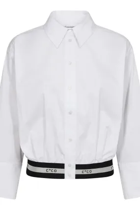 Cotton Crisp Logo Crop Shirt 35615 | White | Bluse fra Co'couture