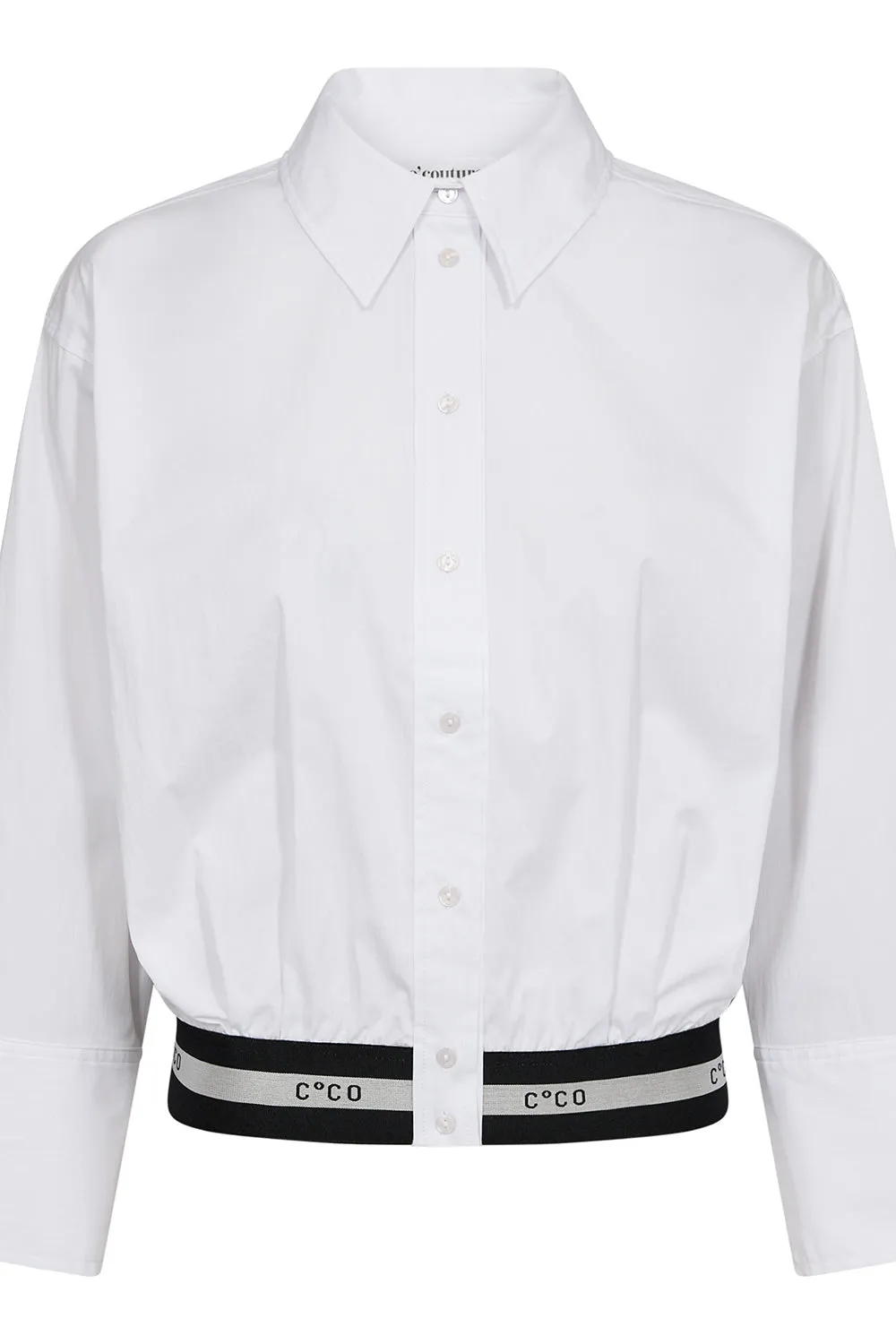 Cotton Crisp Logo Crop Shirt 35615 | White | Bluse fra Co'couture