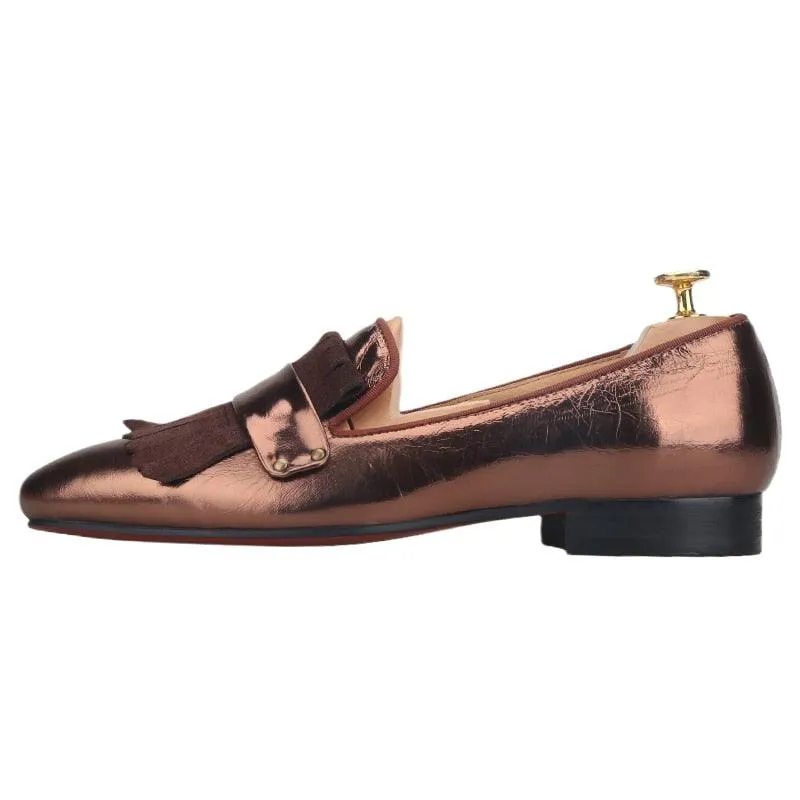 Cracked Patent Leather Loafers - Men Shoes
